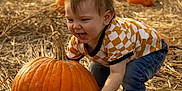 Luca joined the competition — help win amazing prizes! toddler, child, pumpkin, pumpkin_patch, autumn, fall, straw, outdoor, happy, smiling, jeans, shirt, nature, harvest, field, crouching, cute, daylight, seasonal, fun