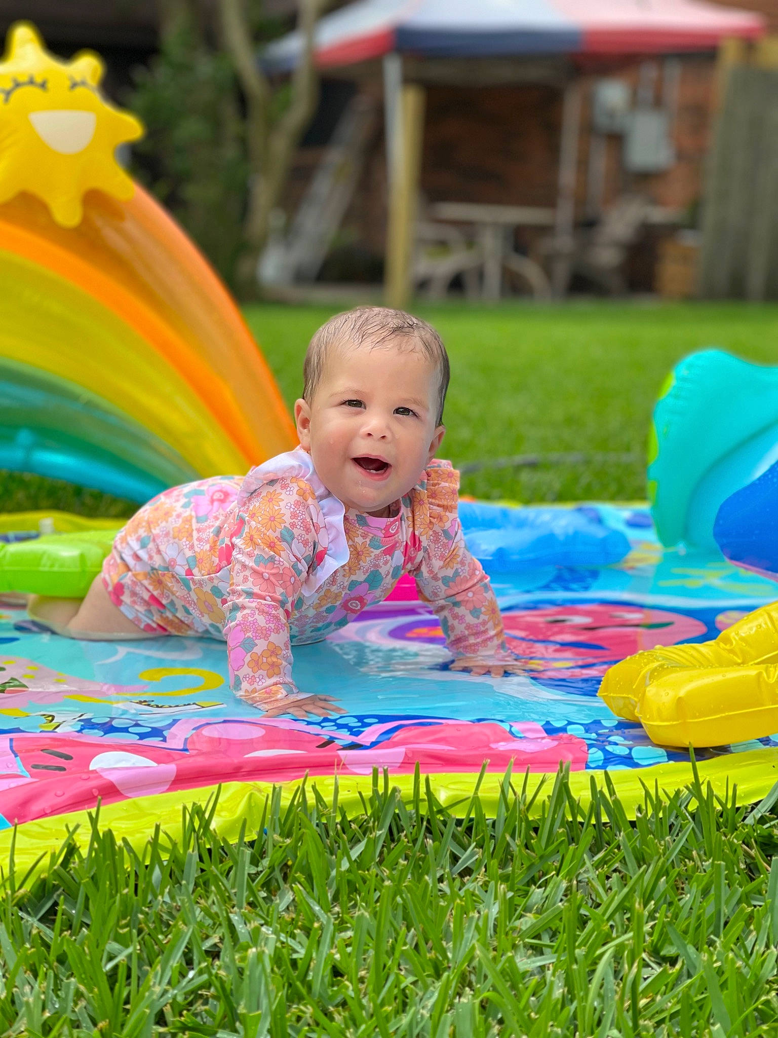 Cheyenne Rae is registered to the contest to win money with this photo: baby, baby_toddler_clothing, child, event, facial_expression, fun, grass, happy, leisure, people, people_in_nature, person, plant, product, recreation, sitting, smile, summer, toddler, tree