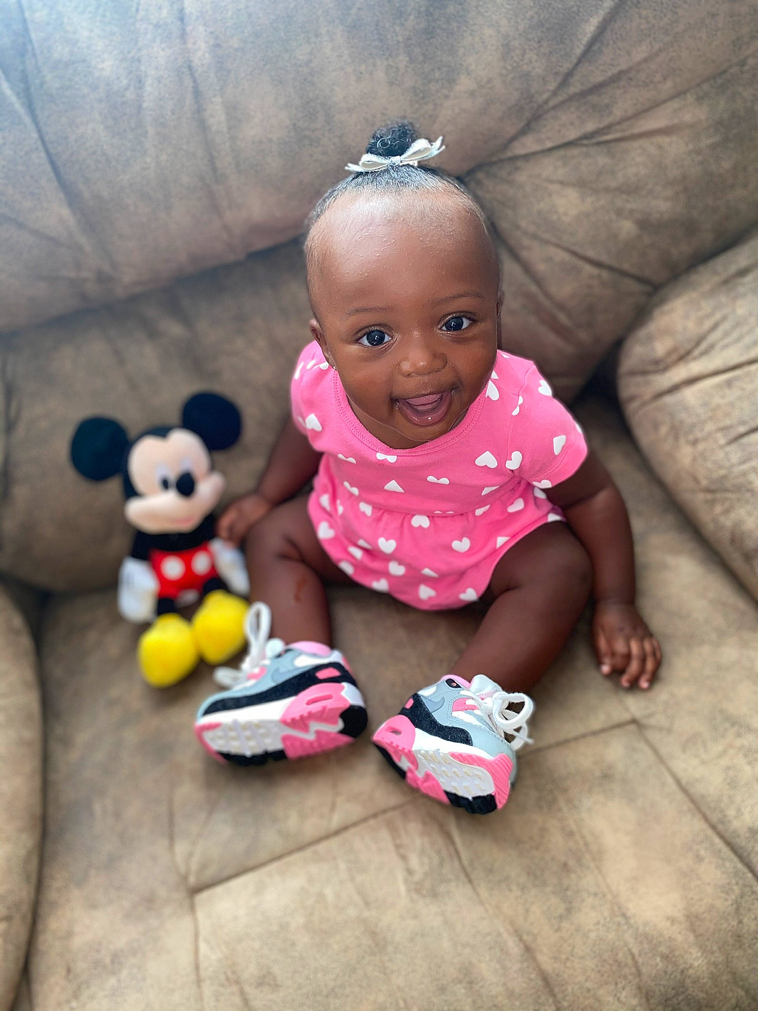 Zhuri joined the competition — help win amazing prizes! baby, baby_toddler_clothing, child, head, people, person, pink, play, sitting, skin, smile, stuffed_toy, teddy_bear, toddler, toy