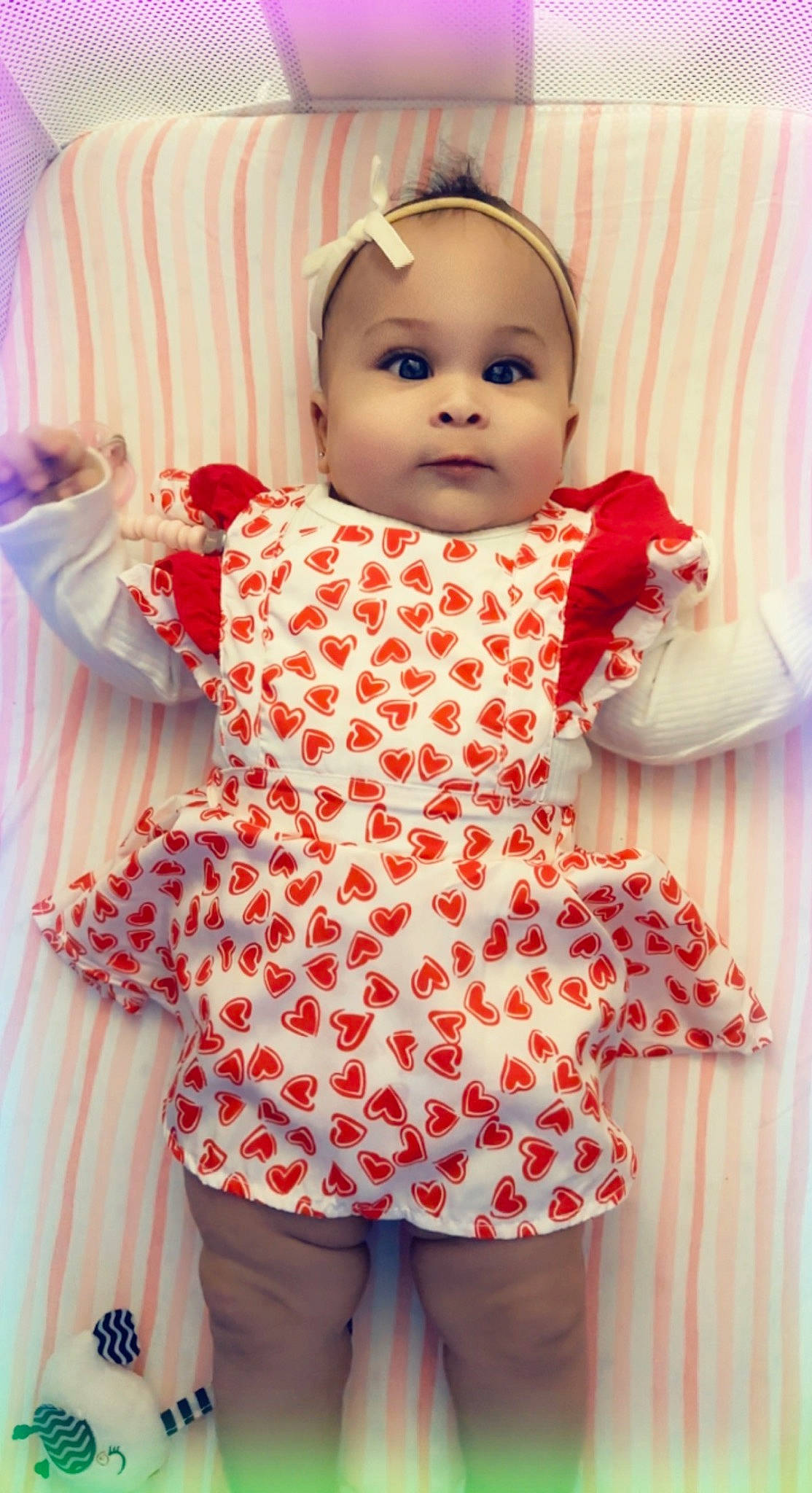 Charlotte joined the competition — help win amazing prizes! baby, baby_toddler_clothing, cheek, day_dress, dress, face, facial_expression, happy, lip, neck, one_piece_garment, orange, pattern, person, pink, red, skin, sleeve, toddler, waist
