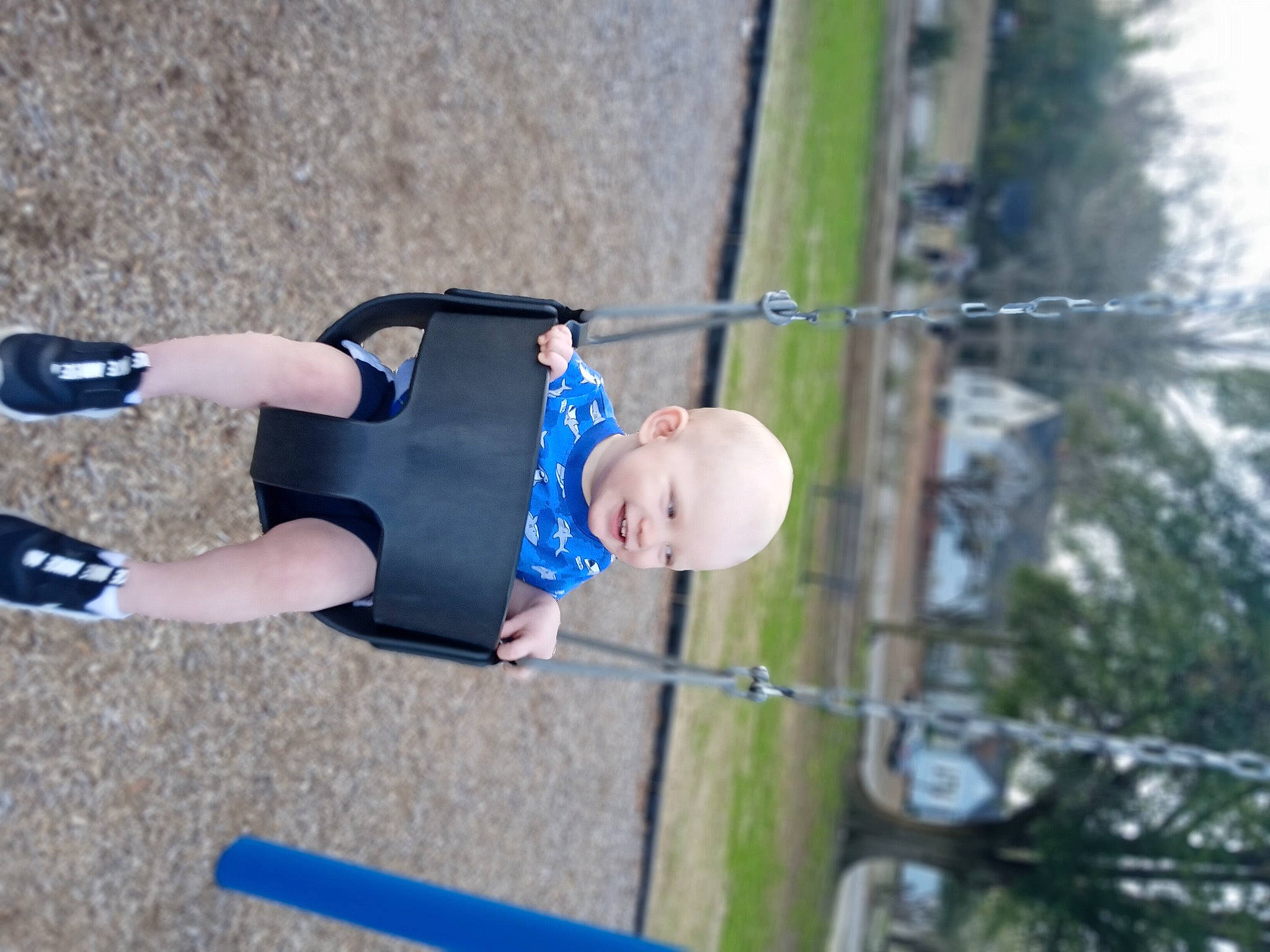 Asher is registered to the contest to win money with this photo: adventure, child, competition_event, elbow, electric_blue, fun, grass, joy, knee, leisure, person, player, recreation, rope, shorts, sock, sports, toddler, tree