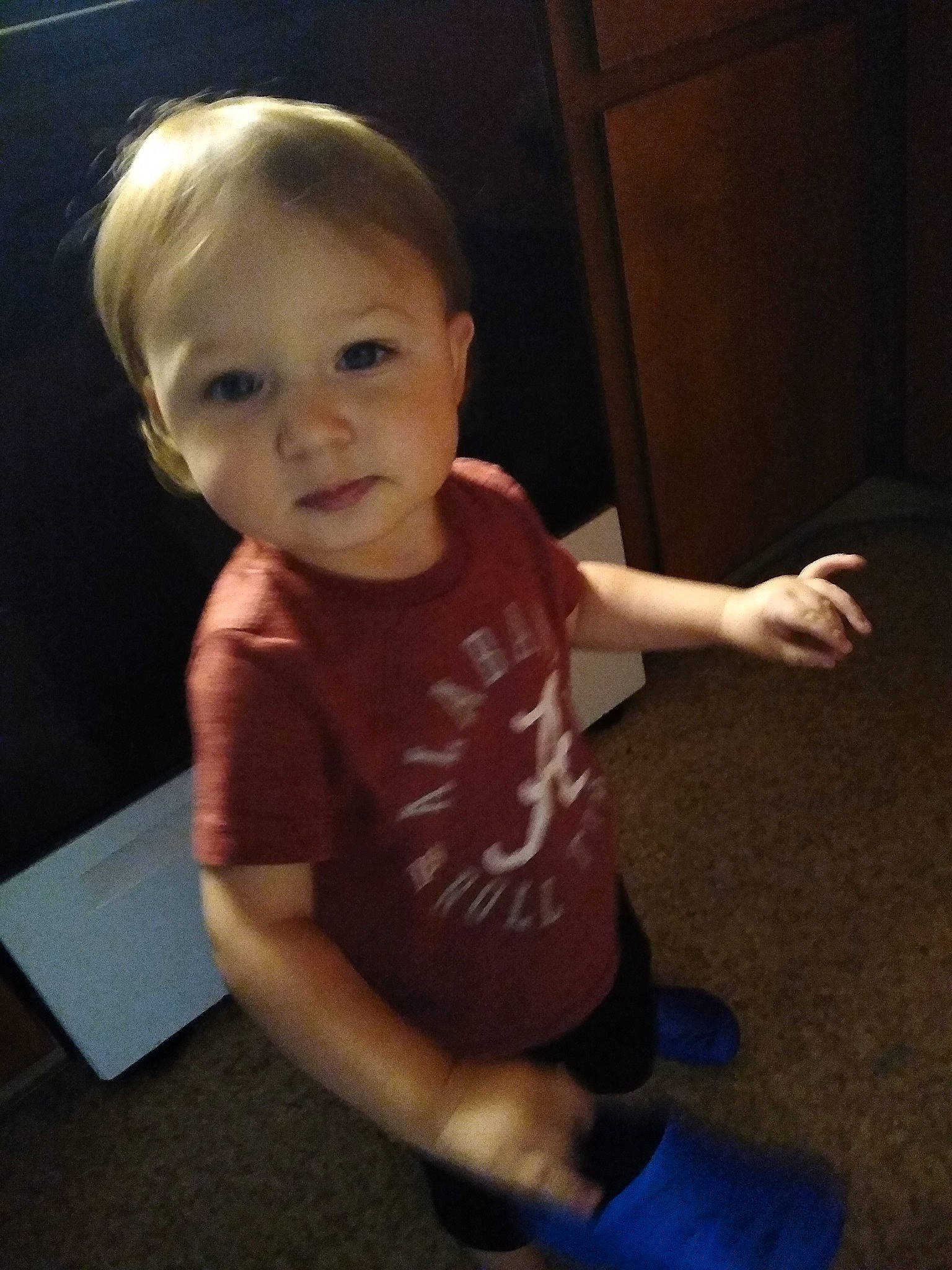 Joseph joined the competition — help win amazing prizes! arm, baby, baby_toddler_clothing, cheek, child, elbow, floor, flooring, fun, gesture, happy, human_body, human_leg, nose, person, sleeve, t_shirt, thumb, toddler, trunk