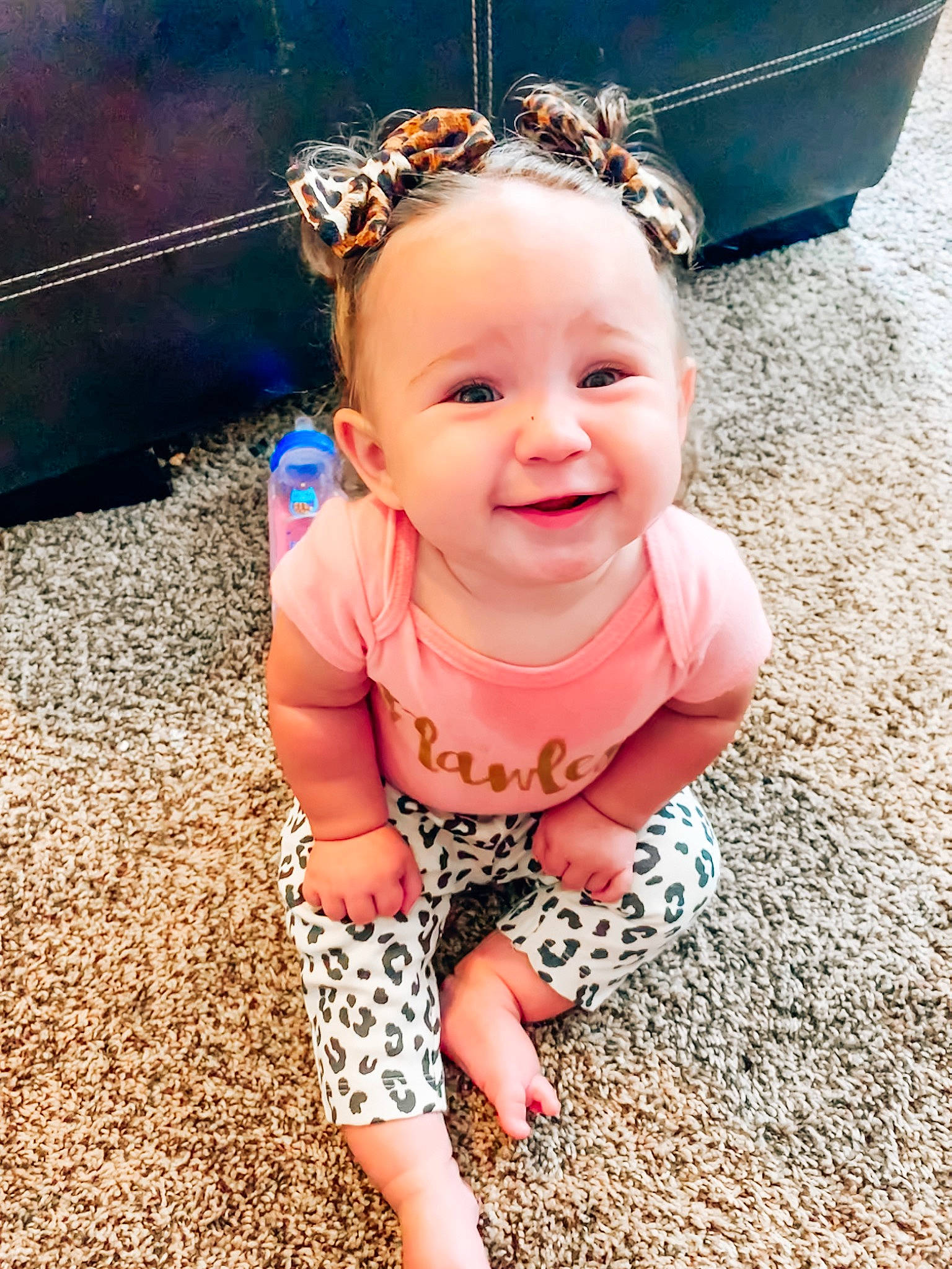 Kayslee is registered to the contest to win money with this photo: baby, baby_toddler_clothing, cheek, child, child_model, design, dress, face, fashion_accessory, hair_accessory, head, headgear, joy, pattern, person, photography, pink, play, skin, smile