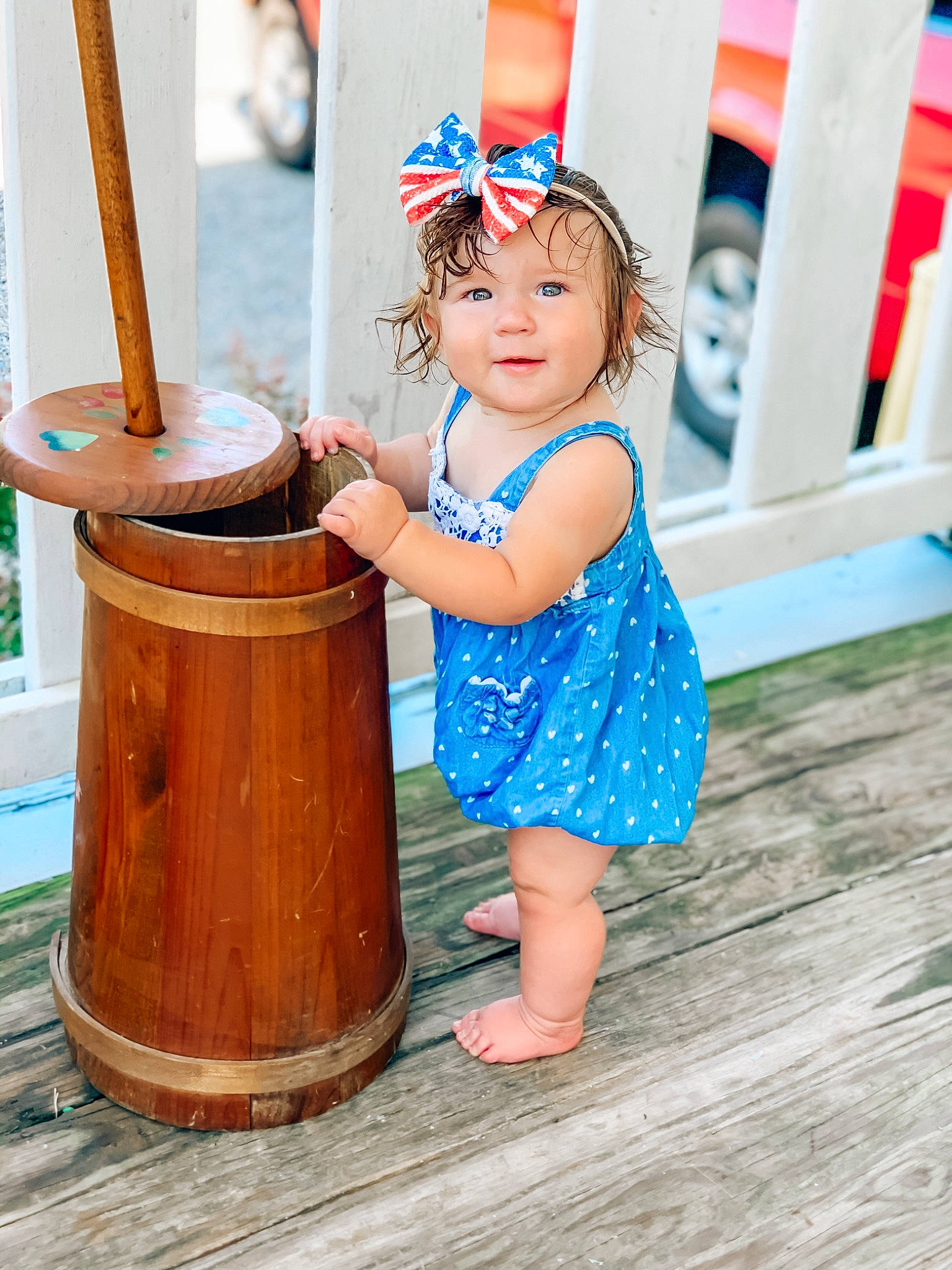 Kayslee is registered to the contest to win money with this photo: baby, child, child_model, fun, happy, headwear, person, play, smile, toddler, vacation, wheel, wood