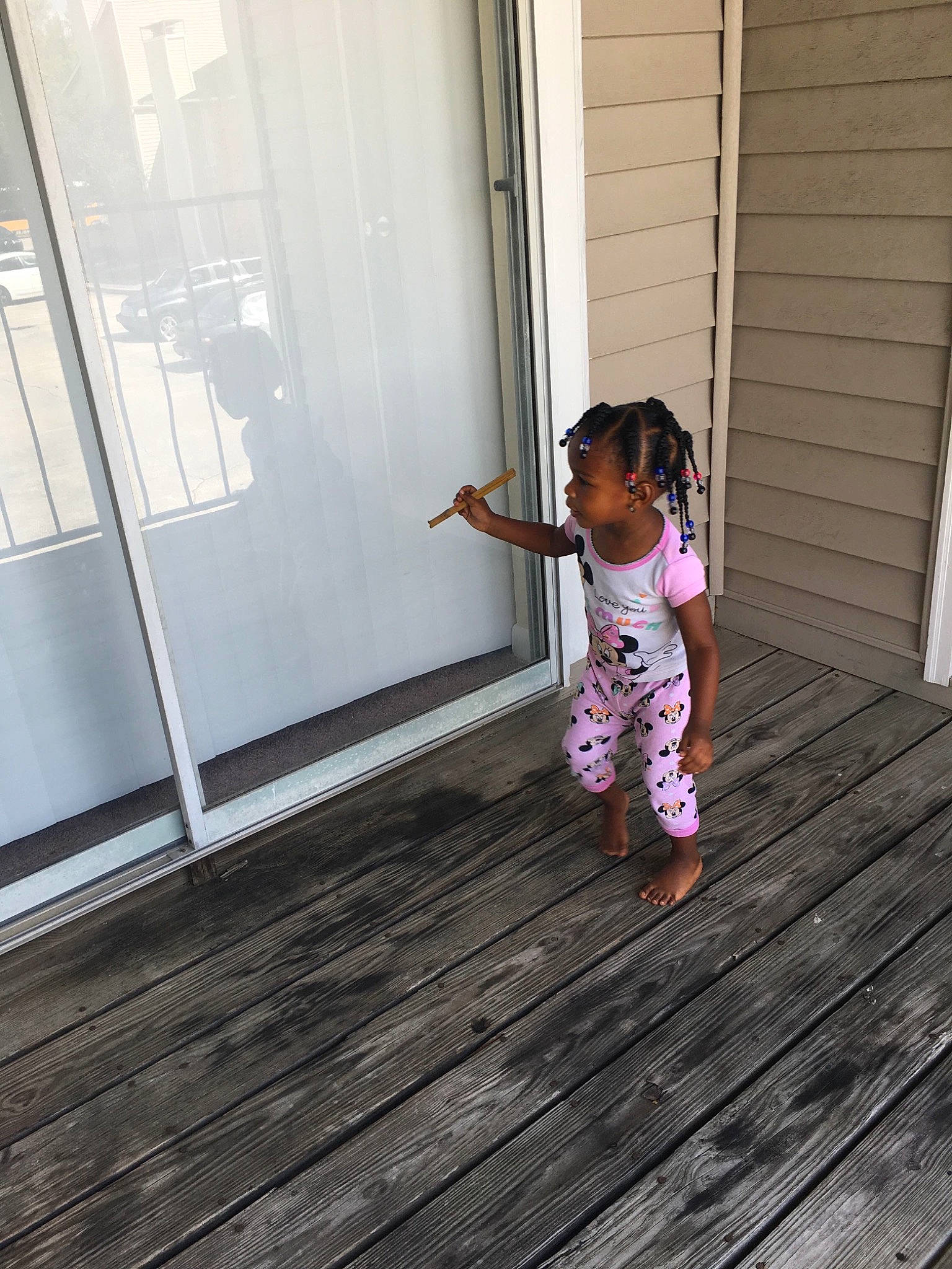 Makenzi joined the competition — help win amazing prizes! baby_toddler_clothing, building, child, design, door, floor, flooring, hardwood, home_door, house, leg, magenta, pattern, person, room, tints_and_shades, toddler, tree, window, wood