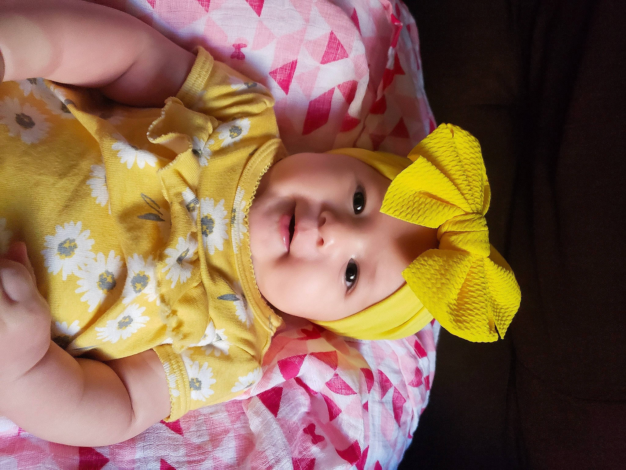 Amelia joined the competition — help win amazing prizes! baby, baby_products, baby_toddler_clothing, child, costume_hat, eye, fashion_accessory, fun, hand, happy, hat, head, headwear, nail, person, petal, pink, skin, smile, sun_hat