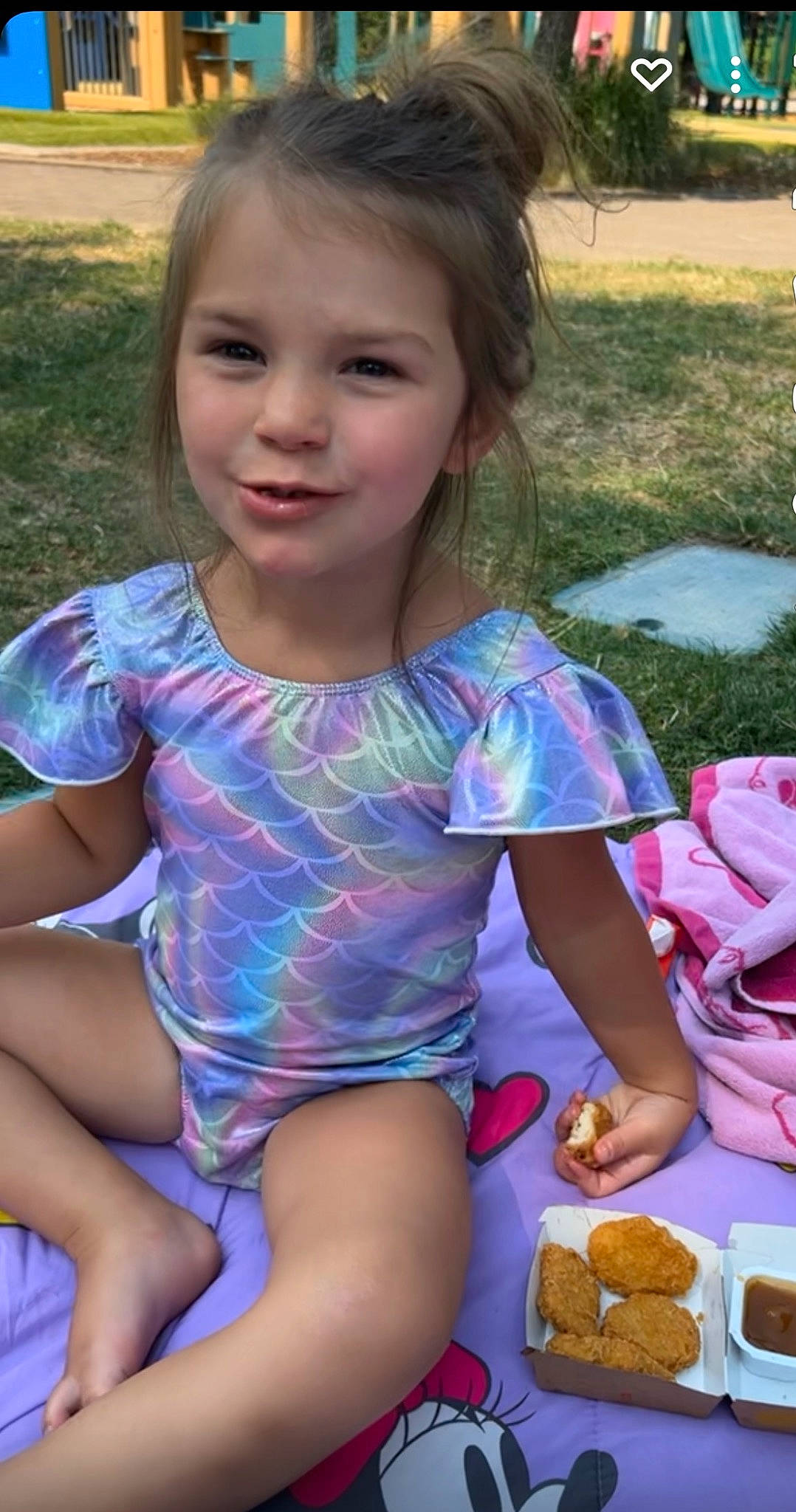 Paisley is registered to the contest to win money with this photo: child, comfort_food, dish, finger_food, food, fun, grass, happy, joy, junk_food, leisure, people, person, pink, plant, recreation, sitting, smile, summer, tableware