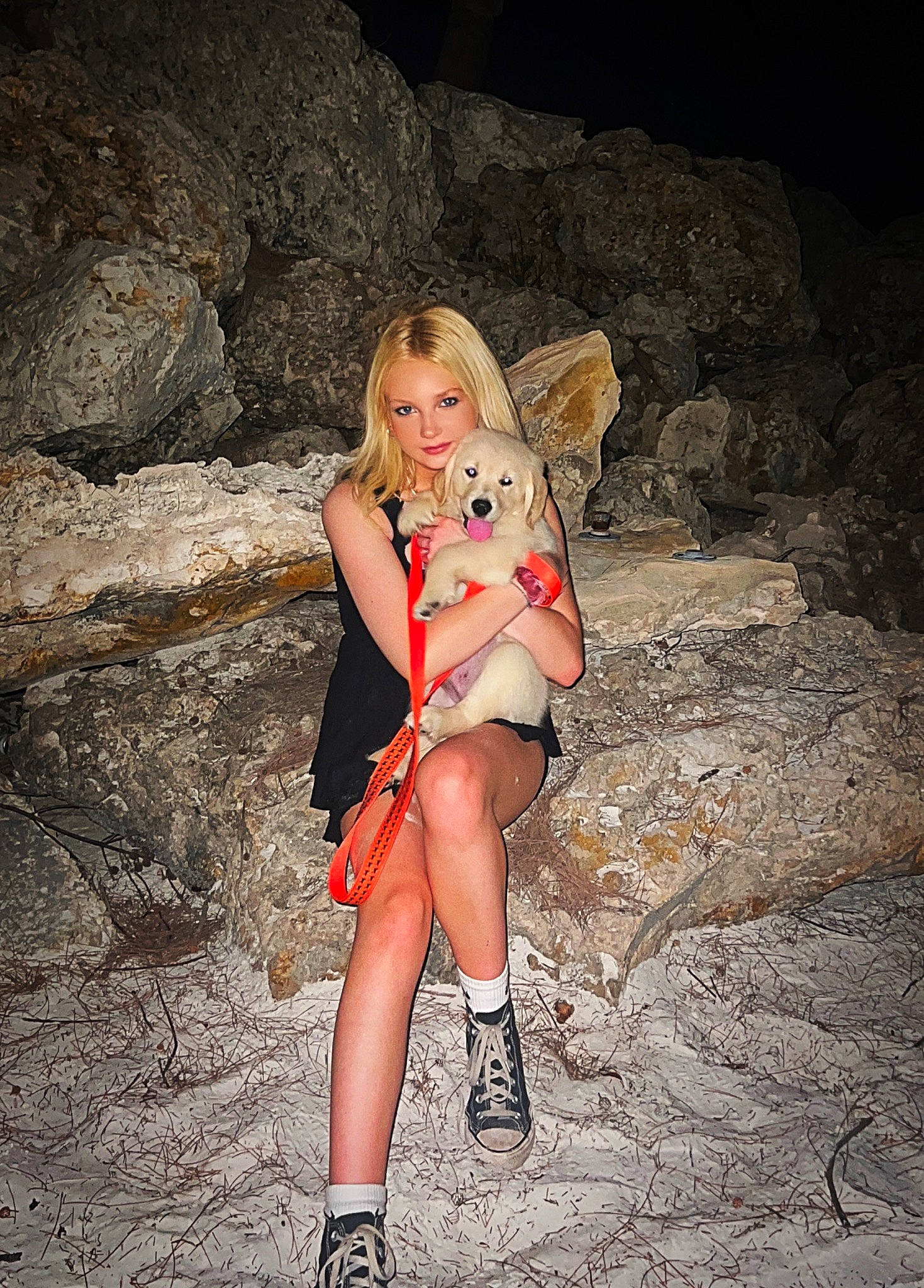 Finn is registered to the contest to win money with this photo: art_model, bedrock, blond, boot, brown_hair, fashion_design, fashion_model, fetish_model, flash_photography, foot, fun, human_leg, knee, leg, long_hair, people_in_nature, rock, sitting, thigh, trunk