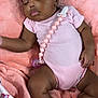 Chess joined the competition — help win amazing prizes! baby, sleeping, pink_onesie, hair_bows, blanket, pacifier_clip, infant, soft_texture, peaceful, cute, child, resting, adorable, skin, hand, foot, lying_down, indoors, comfort, toddler