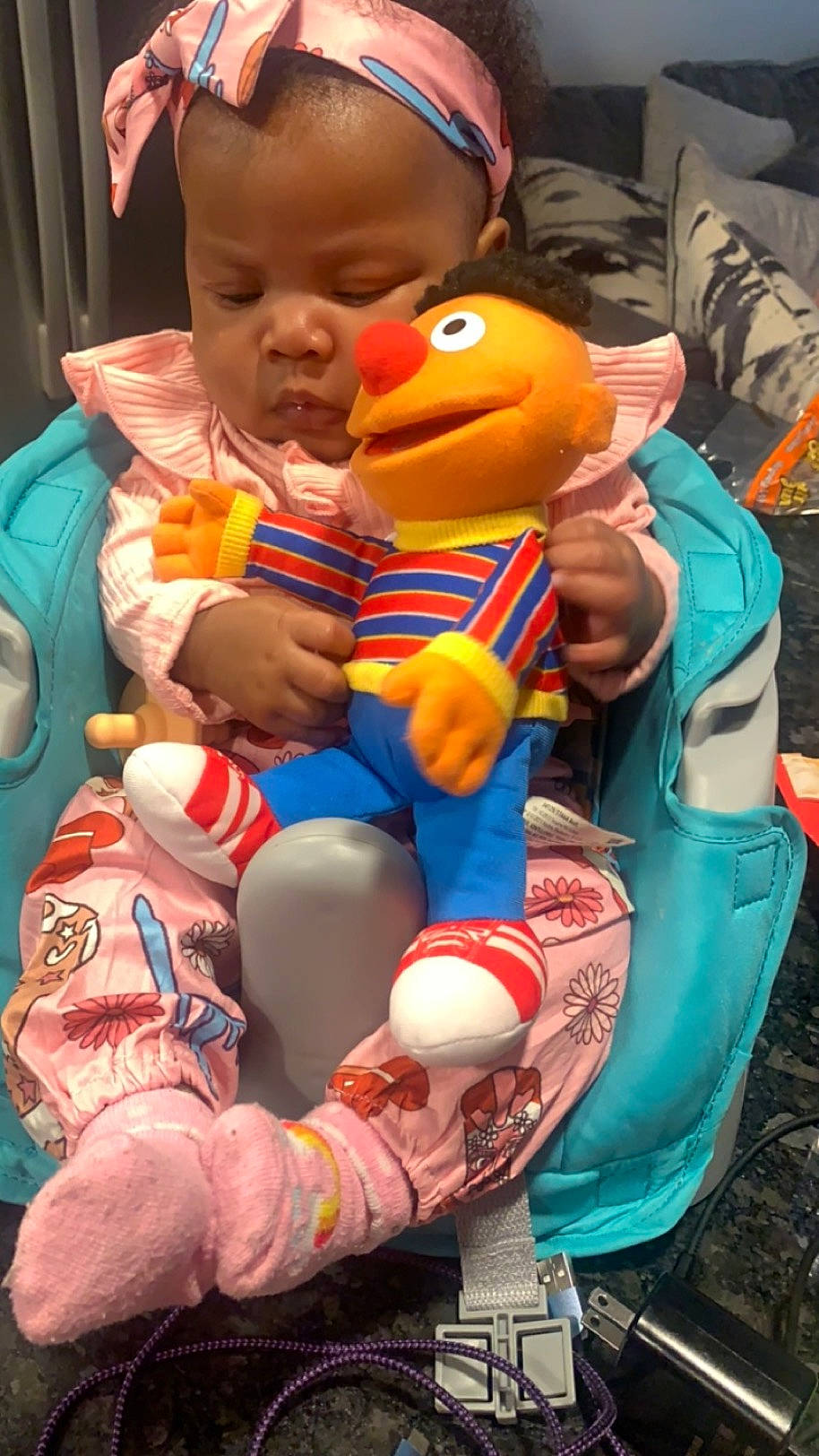 Azaria joined the competition — help win amazing prizes! baby, baby_products, baby_toys, child, duck, event, fictional_character, fun, happy, mascot, person, plush, recreation, room, service, sitting, snapshot, stuffed_toy, toddler, toy