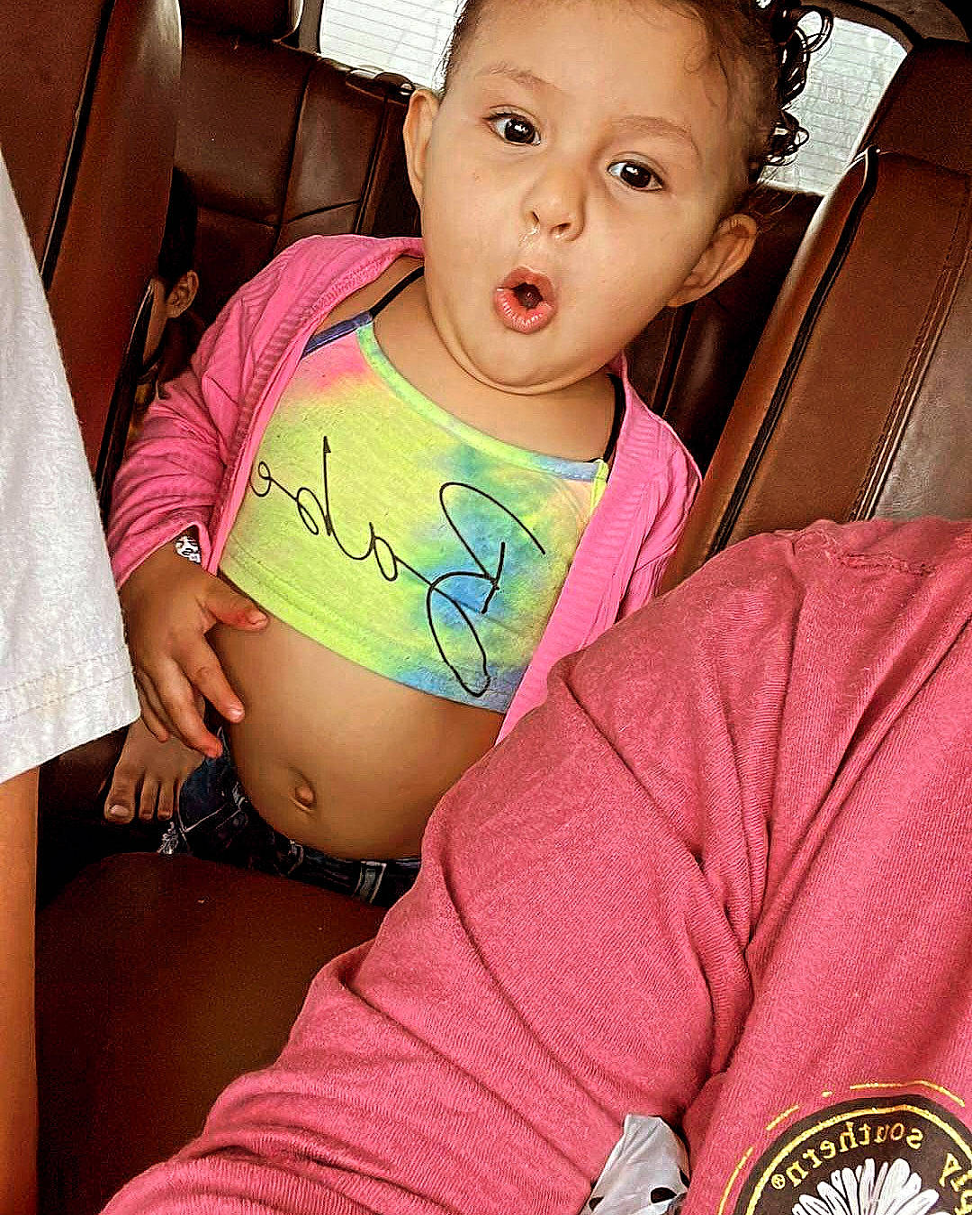 Kaylani joined the competition — help win amazing prizes! black_hair, cheek, cool, eye, facial_expression, finger, hairstyle, happy, head, human_body, mouth, neck, organ, person, pink, shoulder, skin, sleeve, surprise, thigh