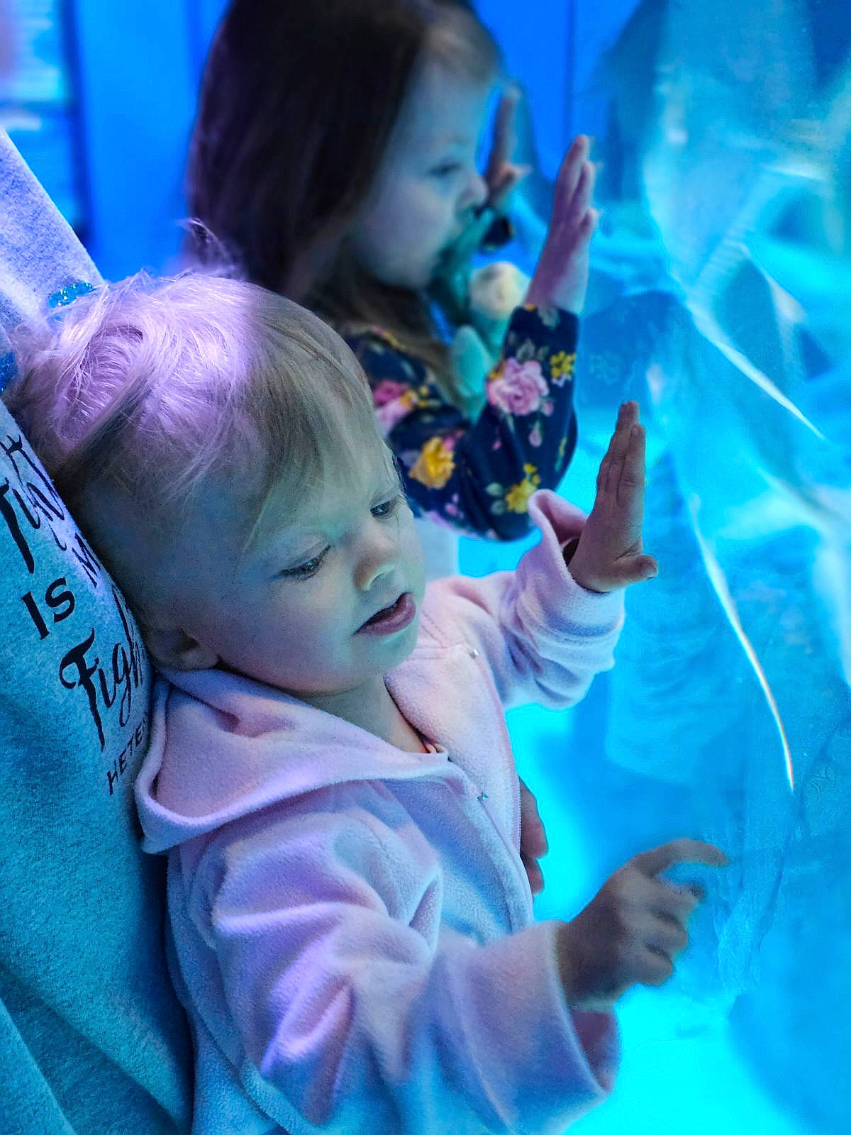 Riley is registered to the contest to win money with this photo: baby, baby_toddler_clothing, blue, child, electric_blue, event, finger, fun, hand, happy, human, iris, leisure, mammal, person, pink, purple, toddler, tree, vertebrate