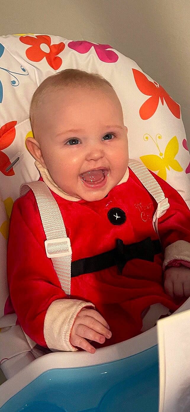 Lily joined the competition — help win amazing prizes! baby, baby_products, baby_toddler_clothing, cheek, child, collar, eye, eyebrow, face, facial_expression, fun, happy, iris, lip, nose, person, pink, skin, sleeve, smile