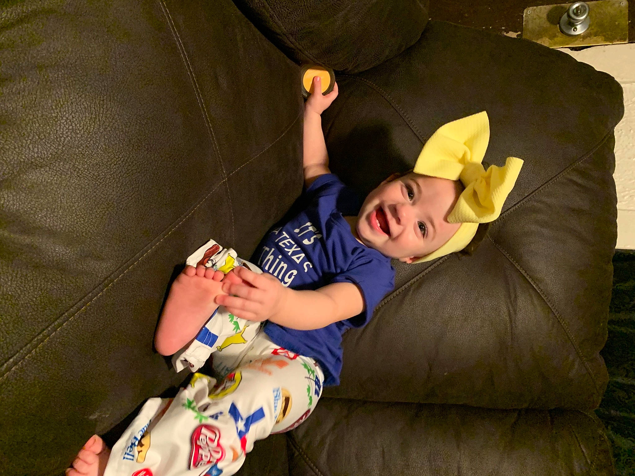 Izabella is registered to the contest to win money with this photo: bean_bag, bean_bag_chair, car_seat, child, comfort, couch, elbow, fun, grass, happy, headwear, human_leg, joy, knee, lap, leisure, person, play, recreation, sitting