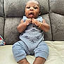 Kairo joined the competition — help win amazing prizes! baby, infant, child, sitting, romper, bracelet, couch, furniture, expression, face, skin, feet, hands, indoors, portrait, cute, comfortable, home, person, clothing