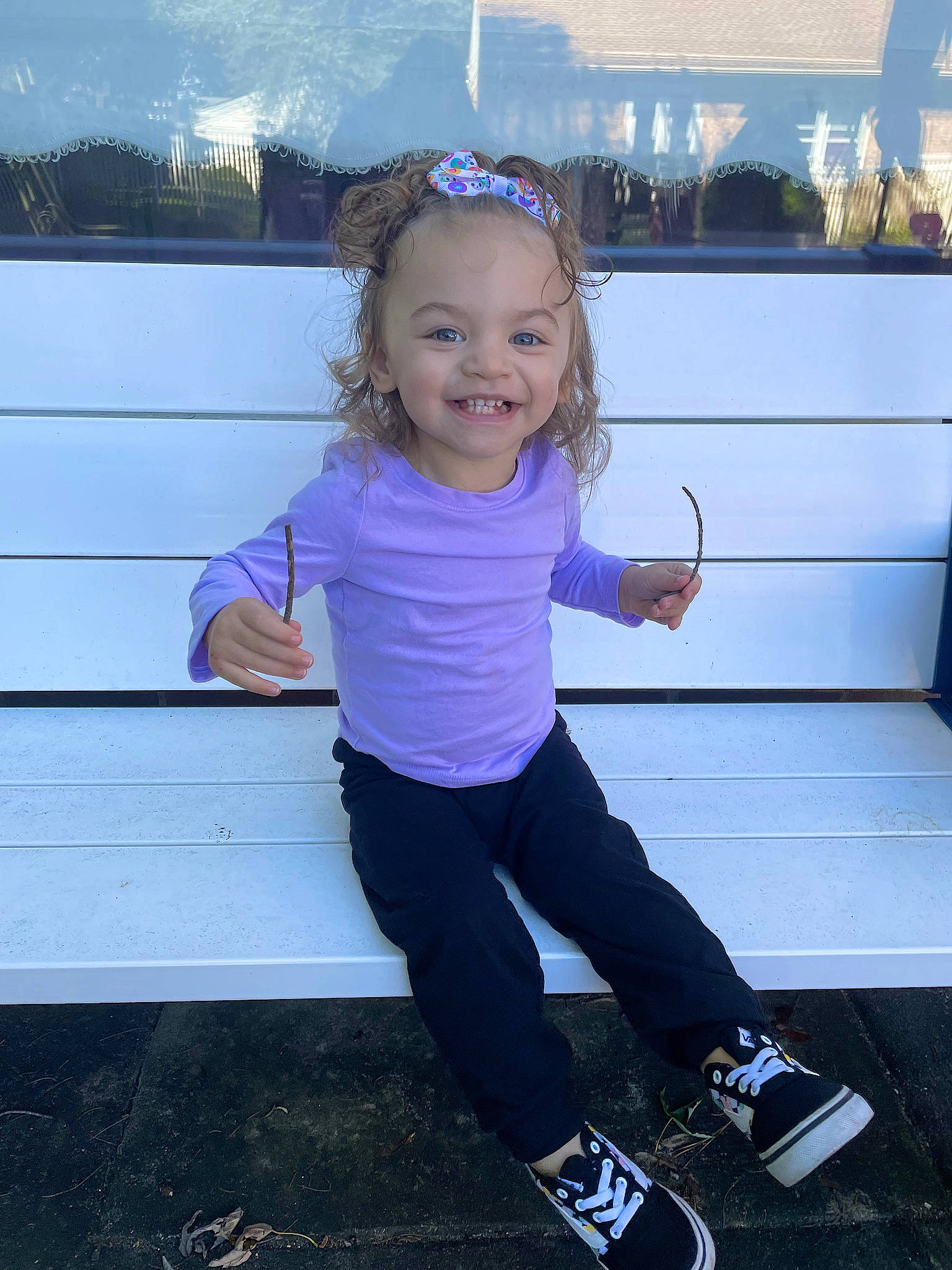 Amelia joined the competition — help win amazing prizes! blue, child, cool, electric_blue, eye, fun, hairstyle, happy, human_body, joint, joy, leisure, magenta, person, purple, shoulder, sky, smile, standing, t_shirt