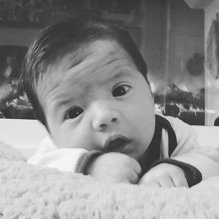 Hugh joined the competition — help win amazing prizes! black, black_and_white, child, facial_expression, human_positions, image, infant, male, monochrome, monochrome_photography, organ, person, photograph, photography, skin, smile, snapshot, snow, toddler, white