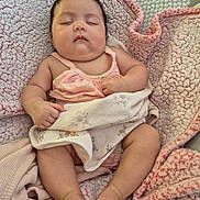 Kira joined the competition — help win amazing prizes! baby, sleeping, blanket, pink, cute, infant, soft, cozy, clothing, skin, foot, hand, face, rest, indoors, portrait, peaceful, child, warm, comfort
