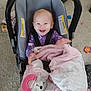Grace joined the competition — help win amazing prizes! baby, infant, car_seat, smiling, blanket, toy, carpet, harness, pink, purple, child, happy, clothing, plush_toy, candid, home_interior, playtime, seat_handle, cute, laughter