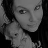animal, black_and_white, calm, casual, close_up, companion, content, cute, dog, face, holding, human, indoor, mood_check, pet, portrait, selfie, text_overlay, timestamp, woman