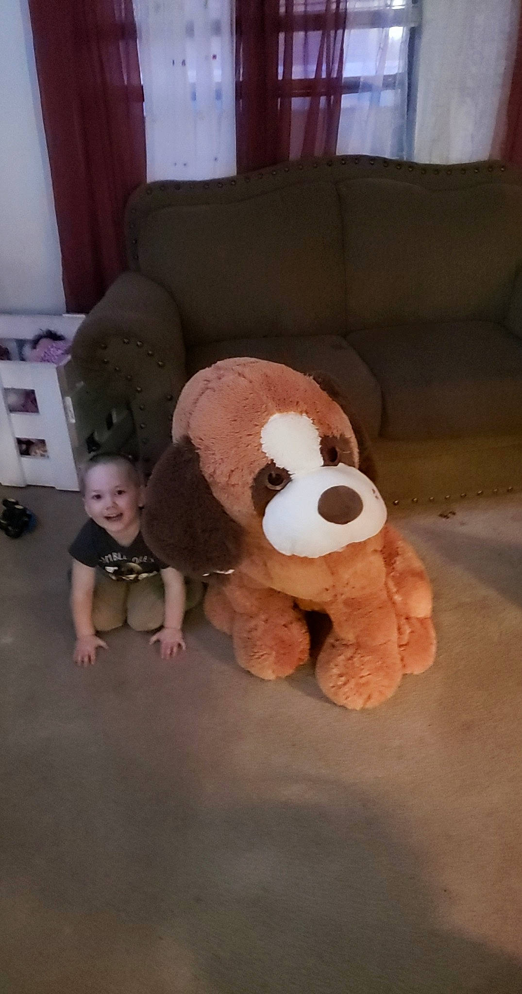 Luke is registered to the contest to win money with this photo: child, joy, leg, person, plush, snout, stuffed_toy, teddy_bear, textile, toddler, toy