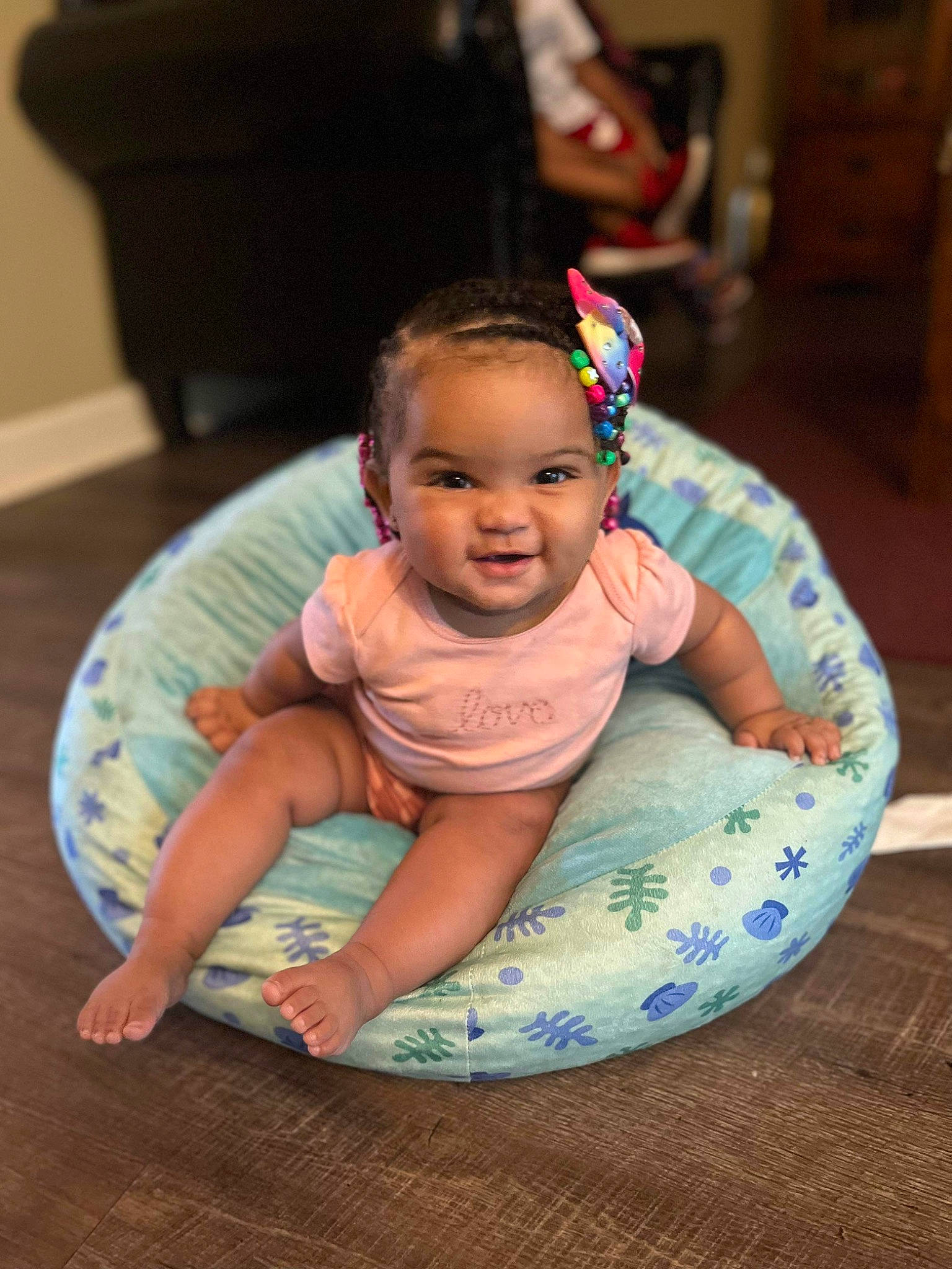 Axarieah joined the competition — help win amazing prizes! baby, baby_products, baby_toddler_clothing, chair, cheek, child, comfort, event, eye, flooring, fun, happy, linens, person, room, sitting, smile, tableware, toddler, vacation