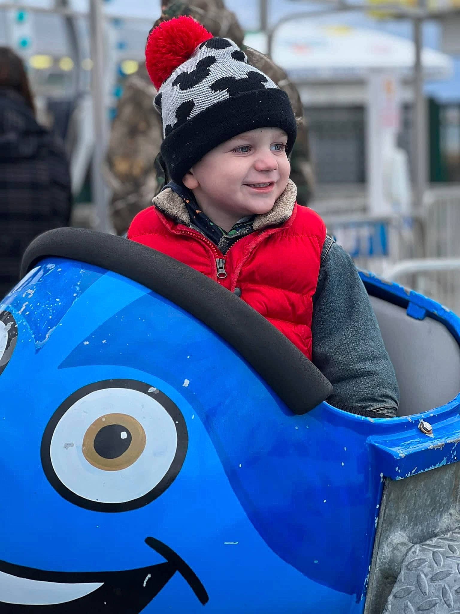 Benjimin joined the competition — help win amazing prizes! blue, cap, eye, fun, happy, headgear, headwear, helmet, human_body, jacket, joy, leisure, motor_vehicle, outdoor_recreation, outerwear, person, personal_protective_equipment, photograph, public_space, red