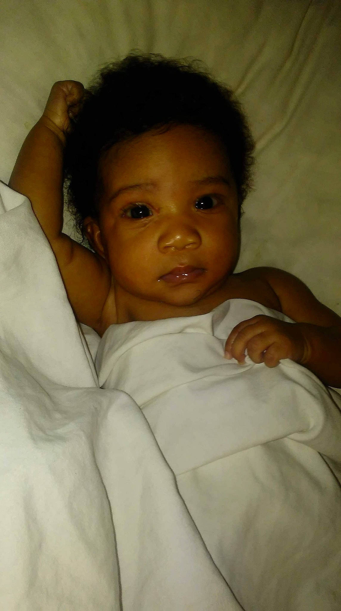 Adrianne is registered to the contest to win money with this photo: baby, bedtime, cheek, child, eye, eyebrow, face, forehead, head, lip, nose, person, skin, smile, toddler