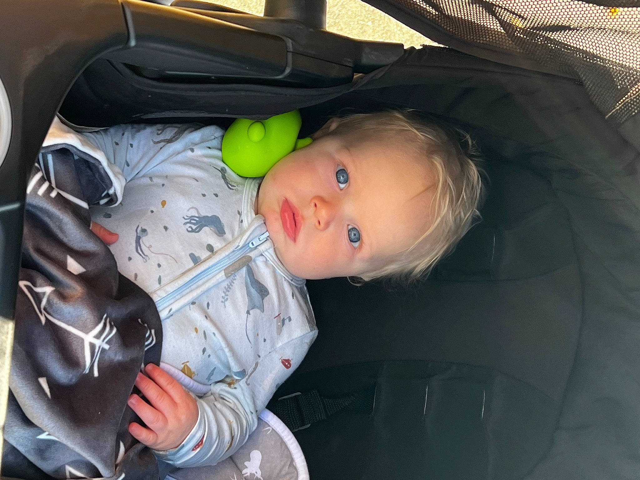 Sawyer joined the competition — help win amazing prizes! auto_part, automotive_design, automotive_exterior, automotive_lighting, baby, baby_carriage, baby_products, car_seat, carmine, cheek, child, comfort, flash_photography, fun, mouth, person, sitting, smile, toddler, trunk