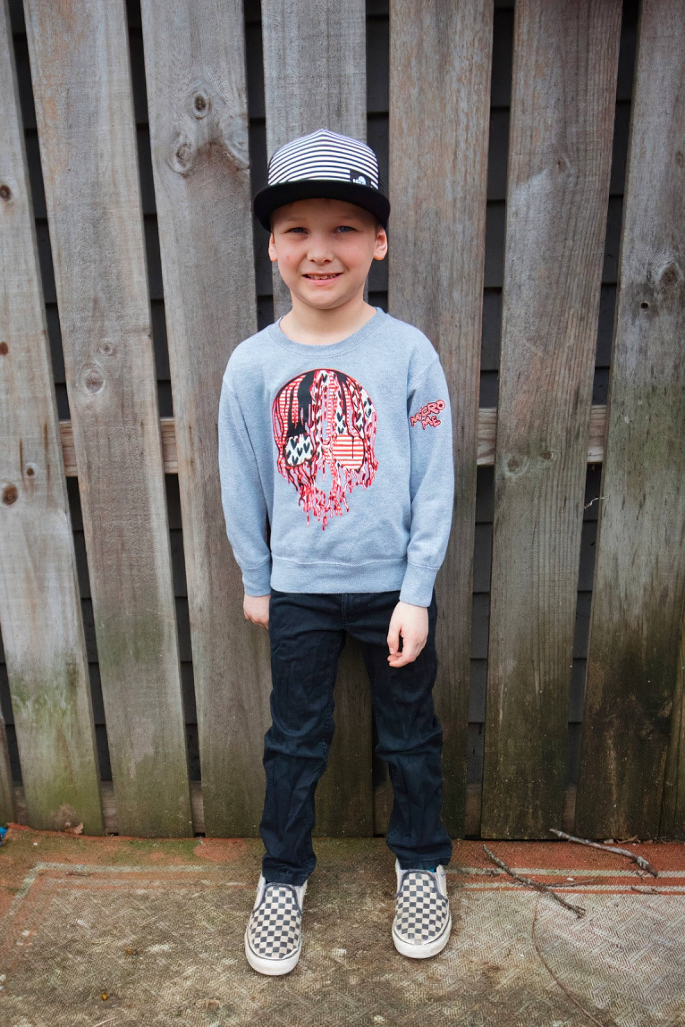Maddox joined the competition — help win amazing prizes! baseball_cap, cap, denim, electric_blue, eyewear, fashion_accessory, fashion_design, flash_photography, happy, hat, headwear, joy, outerwear, pattern, person, portrait_photography, sleeve, smile, standing, t_shirt