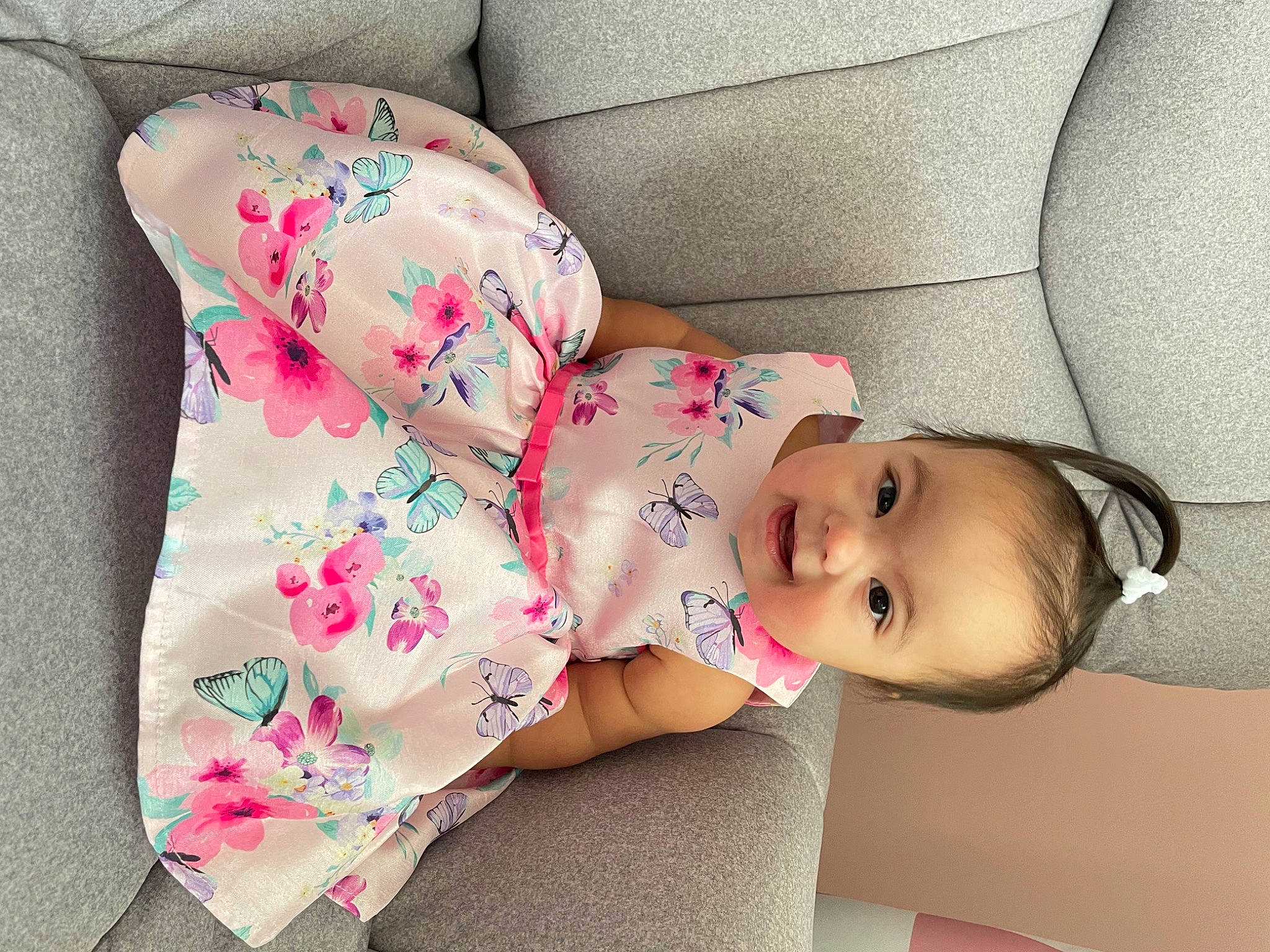 Lilianna is registered to the contest to win money with this photo: baby, baby_products, baby_sleeping, baby_toddler_clothing, child, comfort, fashion_accessory, hand, headgear, human_leg, leg, linens, pattern, person, pink, plant, skin, sleeve, textile, thigh
