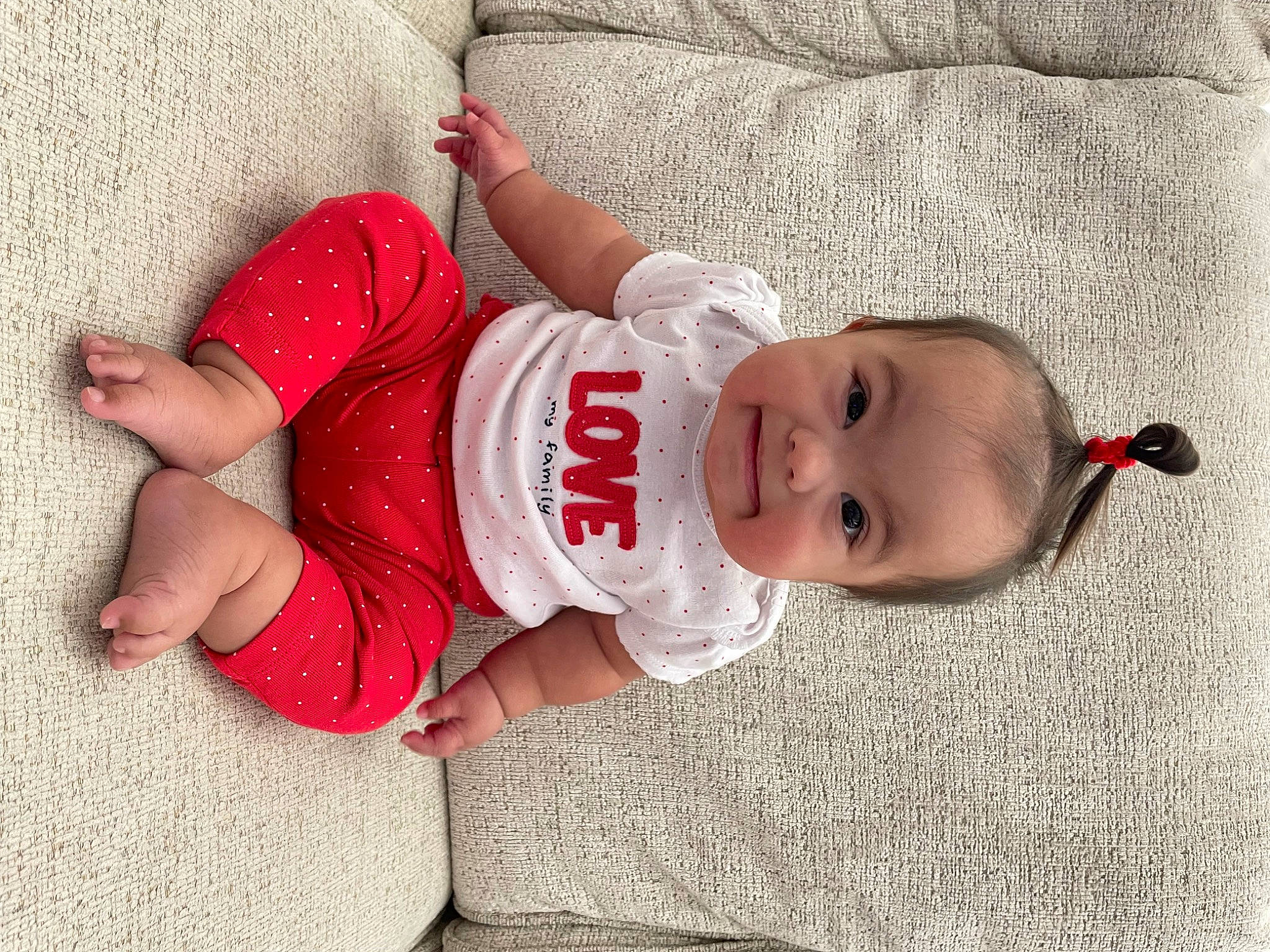 Lilianna joined the competition — help win amazing prizes! baby, baby_toddler_clothing, clothing, comfort, eye, face, finger, hand, head, joy, leg, mammal, person, product, skin, sleeve, smile, sock, textile, toddler