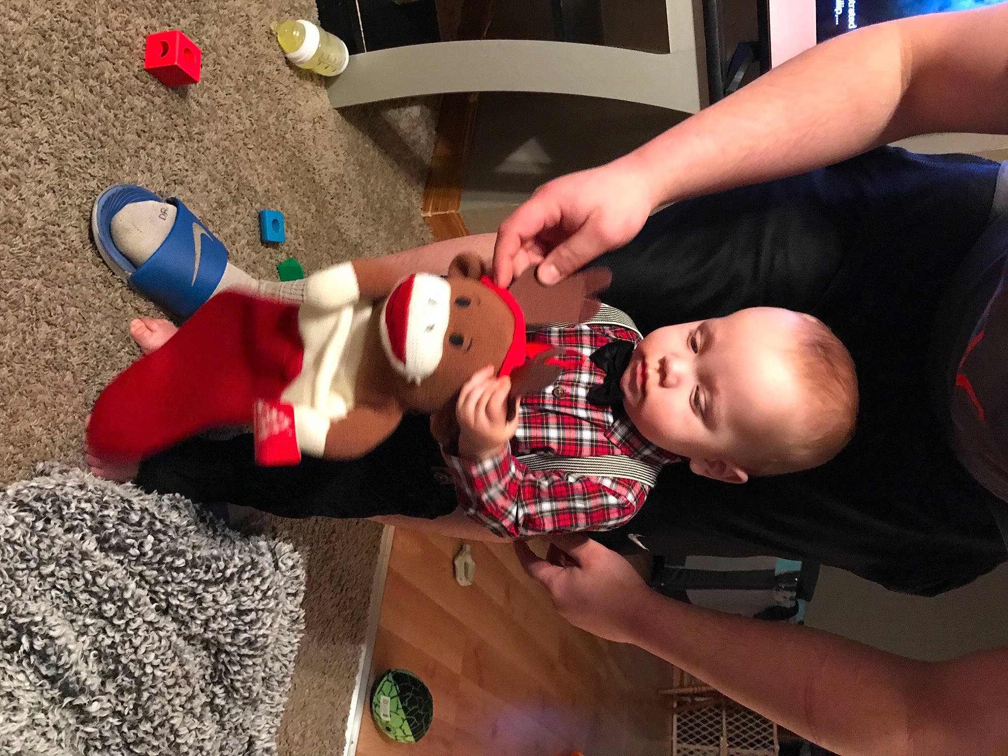 Odin joined the competition — help win amazing prizes! arm, baby, baby_products, baby_toddler_clothing, baby_toys, child, christmas, fictional_character, hand, lap, person, plush, toddler, toy