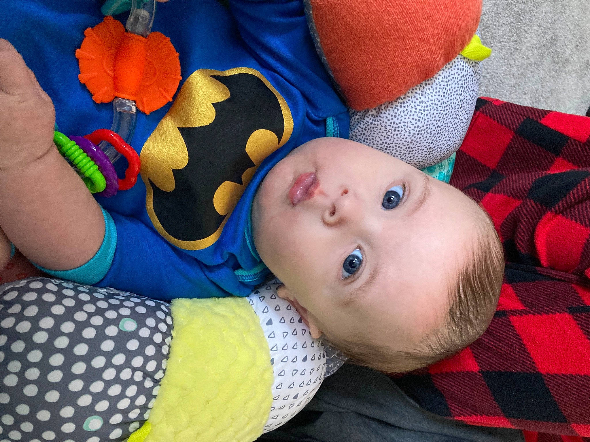 Kaison is registered to the contest to win money with this photo: baby, baby_products, baby_toddler_clothing, baby_toys, beauty, cheek, child, comfort, electric_blue, linens, organ, pattern, person, plaid, product, stuffed_toy, tartan, thigh, toddler, toy