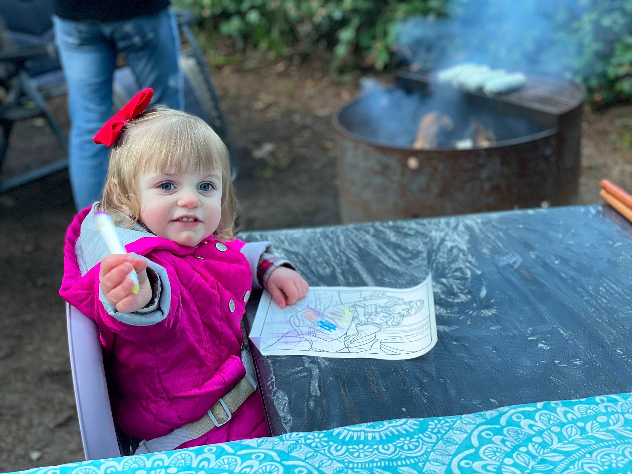 Akaileya is registered to the contest to win money with this photo: baby, baby_toddler_clothing, blue, child, event, fun, grass, happy, leisure, magenta, morning, people, person, pink, plant, recreation, smile, summer, table, toddler
