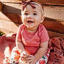 baby, child, smiling, sitting, pumpkin, blanket, headband, bow, pink_shirt, floral_pants, boots, wooden_background, fall, autumn, cute, outdoor, portrait, happy, hands, texture