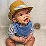 accessories, baby, babylaughing, cap, clothing, cowboyhat, face, formalwear, happy, hat, head, laughing, pants, person, photography, portrait, sitting, smile, sunhat, tie