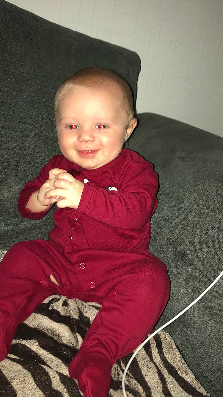 Klayton joined the competition — help win amazing prizes! arm, baby, cheek, child, joy, person, sitting, skin, smile, standing, toddler