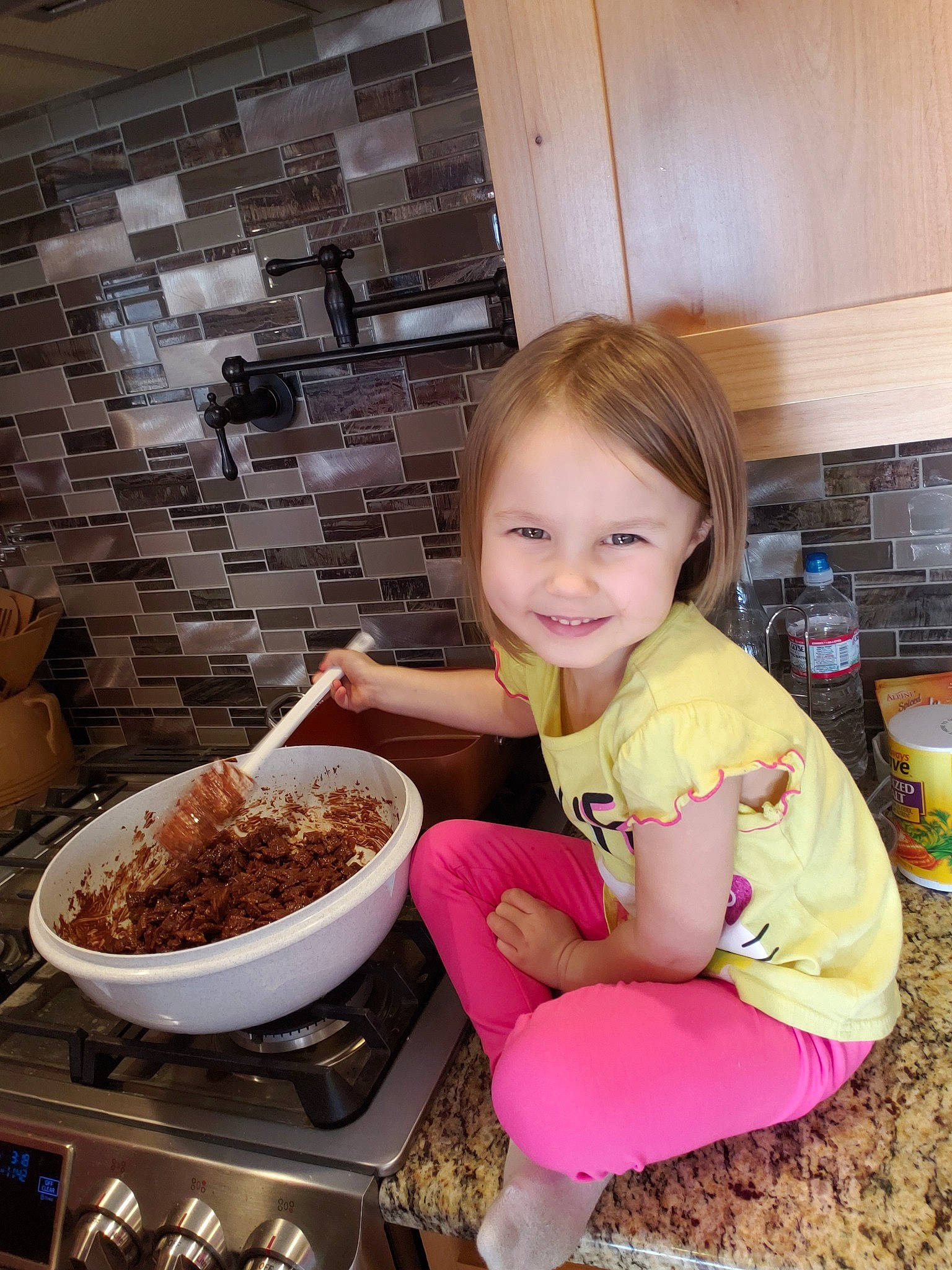 Jamie is registered to the contest to win money with this photo: baking, breakfast, child, comfort_food, cooking, cuisine, dish, eating, food, joy, meal, person, recipe, snack, toddler