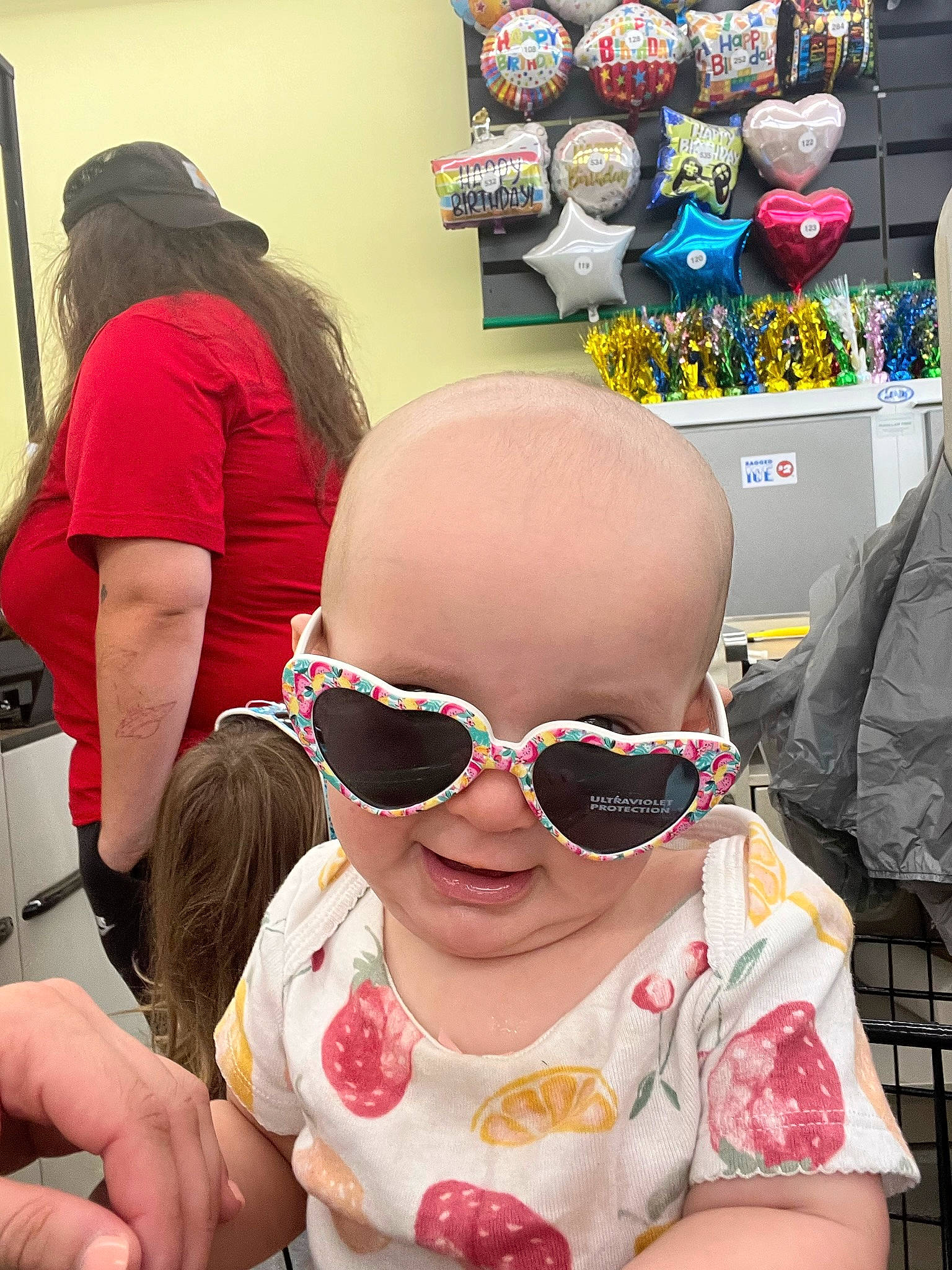 Baylee joined the competition — help win amazing prizes! baby, cap, cool, eyewear, fashion, fun, goggles, happy, headgear, leisure, people, person, personal_protective_equipment, photograph, pink, product, recreation, snapshot, sunglasses, toddler