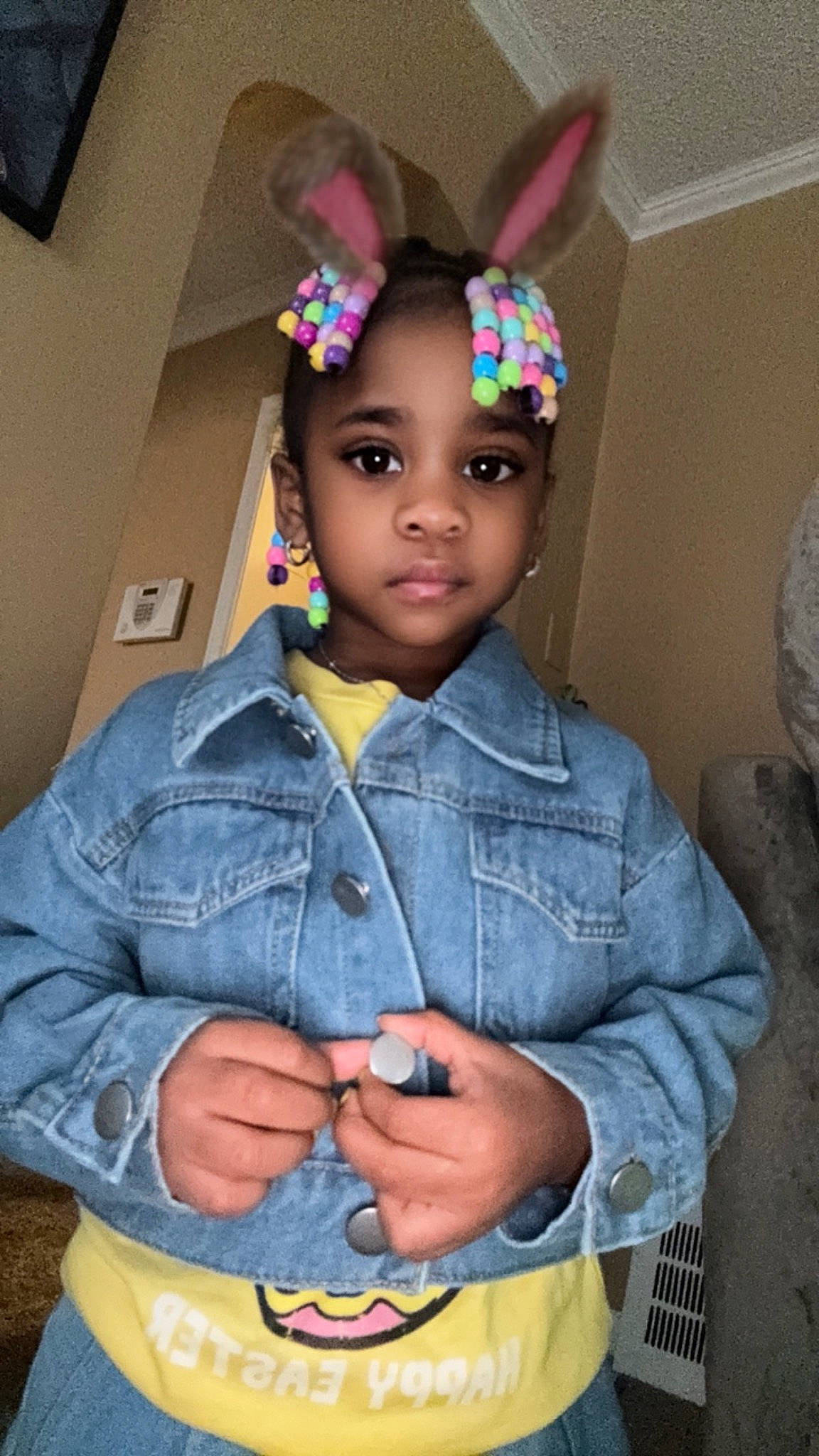 Aria is registered to the contest to win money with this photo: beauty, black_hair, cheek, denim, electric_blue, eye, eyelash, face, flash_photography, hair, happy, head, jewellery, lip, neck, organ, outerwear, person, skin, sleeve