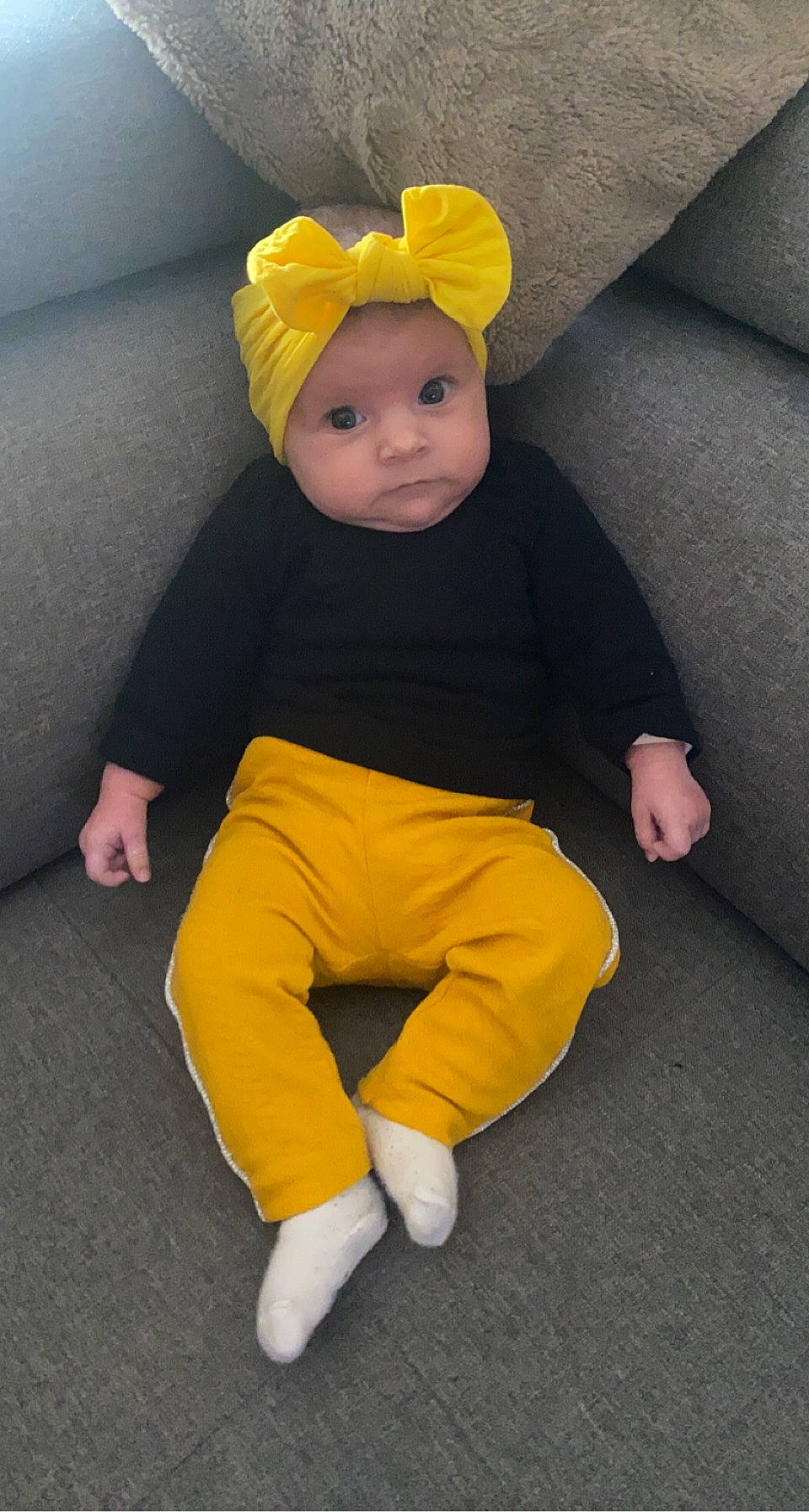 Maddy participe au concours pour gagner de l'argent avec cette photo : baby, baby_products, baby_toddler_clothing, beanie, cap, child, comfort, costume, costume_accessory, costume_hat, face, fashion_accessory, flooring, happy, headgear, headwear, knit_cap, person, sleeve, t_shirt