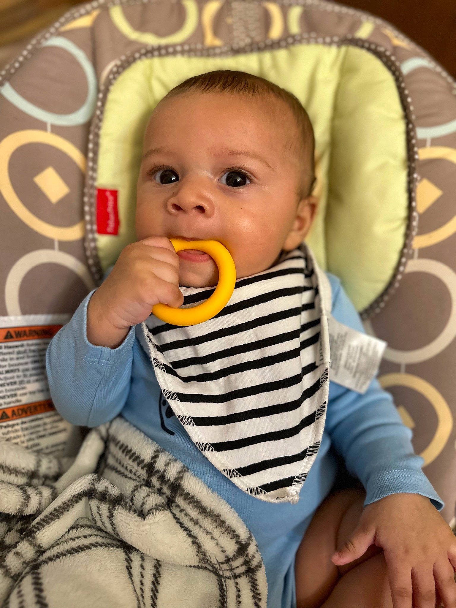 Hunter joined the competition — help win amazing prizes! baby, baby_safety, baby_toddler_clothing, chair, cheek, child, collar, comfort, eye, eyelash, happy, head, iris, linens, nose, person, product, sitting, skin, sleeve