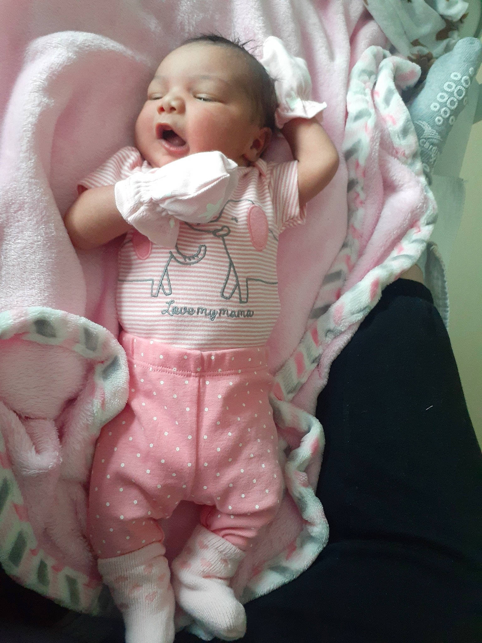 Lailonnie is registered to the contest to win money with this photo: abdomen, baby, baby_sleeping, baby_toddler_clothing, cheek, child, comfort, eye, face, head, human_body, leg, mouth, person, pink, skin, sleeve, stomach, textile, toddler