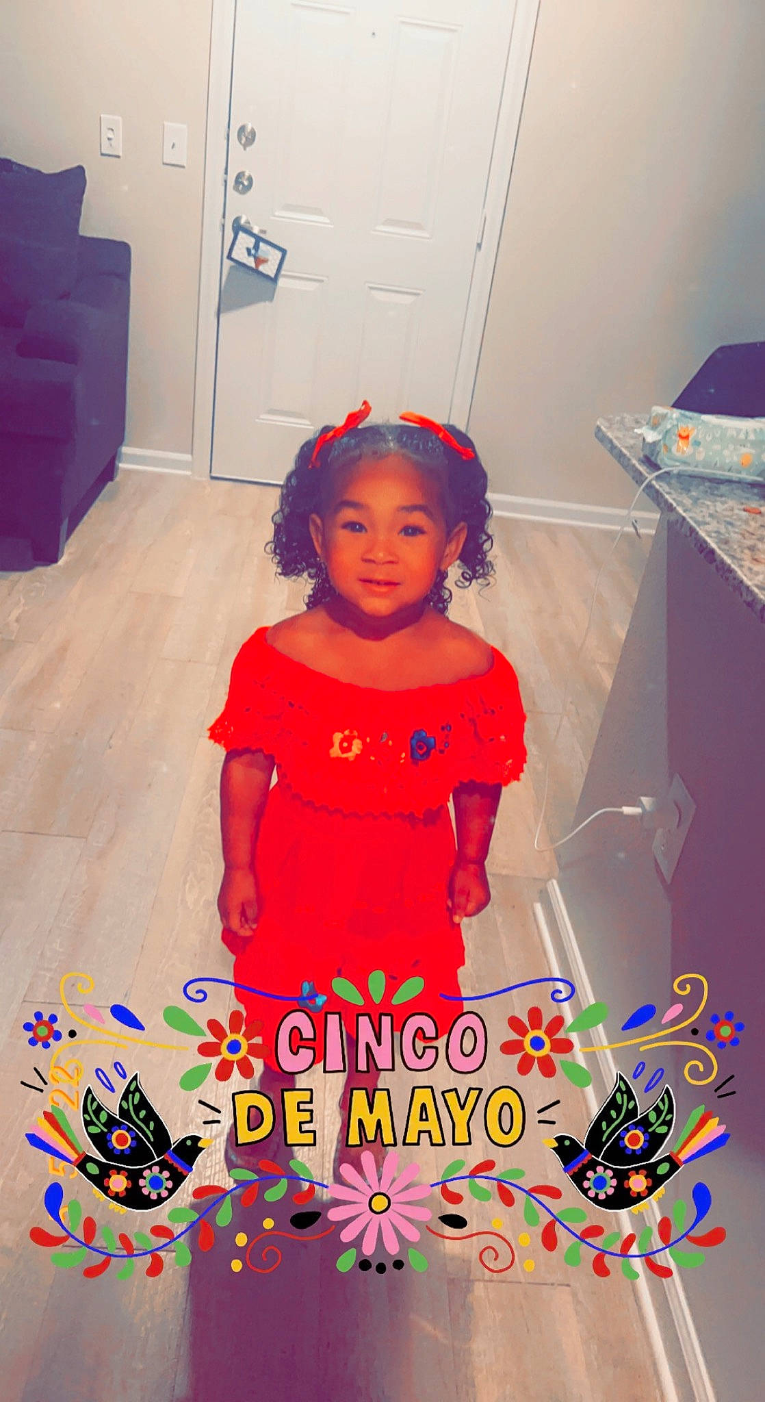 Catalaya is registered to the contest to win money with this photo: art, baby_toddler_clothing, beauty, child, design, dress, event, fashion_design, flooring, fun, happy, magenta, party_supply, pattern, person, pink, room, snapshot, standing, t_shirt