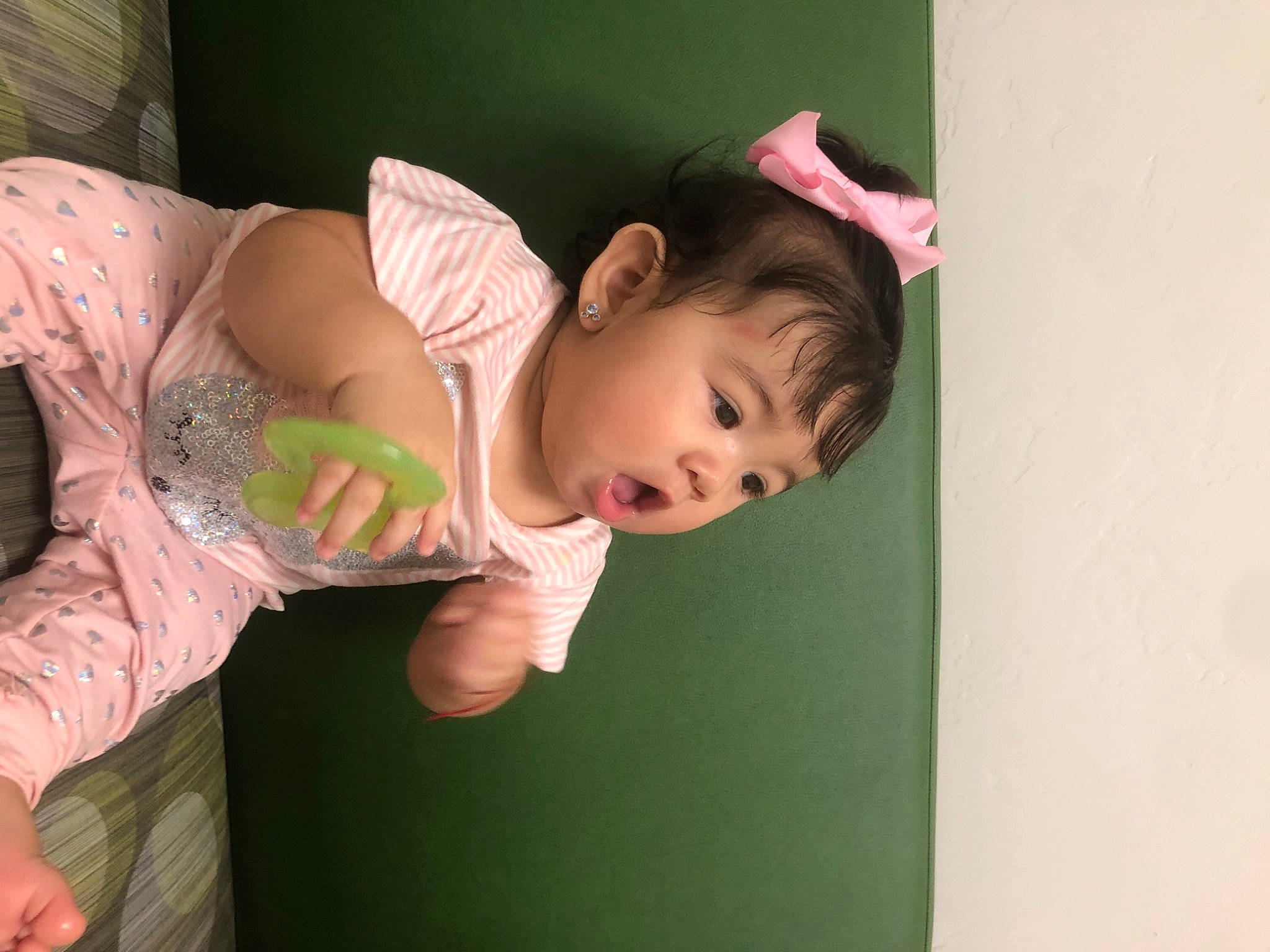 Ivis joined the competition — help win amazing prizes! arm, baby, child, ear, forehead, gesture, green, hand, person, skin, surprise, toddler