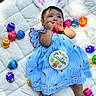 Aylany is registered to the contest to win money with this photo: baby, child, easter, blue_dress, bunny_ears, carrot_toy, colorful_eggs, red_shoes, white_quilt, outdoor, festive, spring, cute, infant, plush_ears, celebration, holiday, person, smiling, lying_down