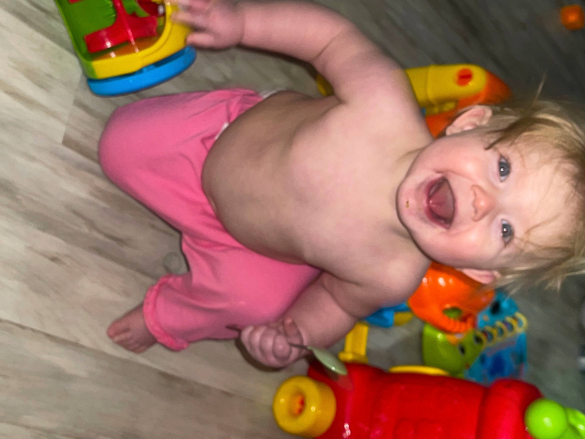 Kari joined the competition — help win amazing prizes! baby, baby_products, baby_toddler_clothing, baby_toys, cheek, child, foot, fun, happy, nose, organ, person, plastic, play, product, red, sitting, smile, toddler, toy