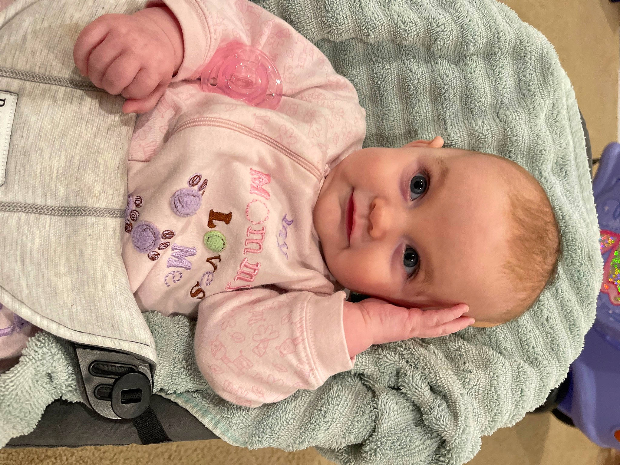 Francesca joined the competition — help win amazing prizes! baby, baby_sleeping, baby_toddler_clothing, cheek, child, chin, comfort, eye, face, headgear, iris, linens, lip, mouth, nose, outerwear, person, pink, skin, sleeve