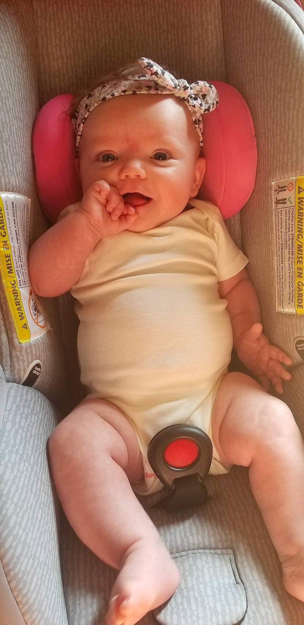 Karsyn is registered to the contest to win money with this photo: baby, baby_products, baby_toddler_clothing, cheek, child, mouth, person, product, skin, toddler